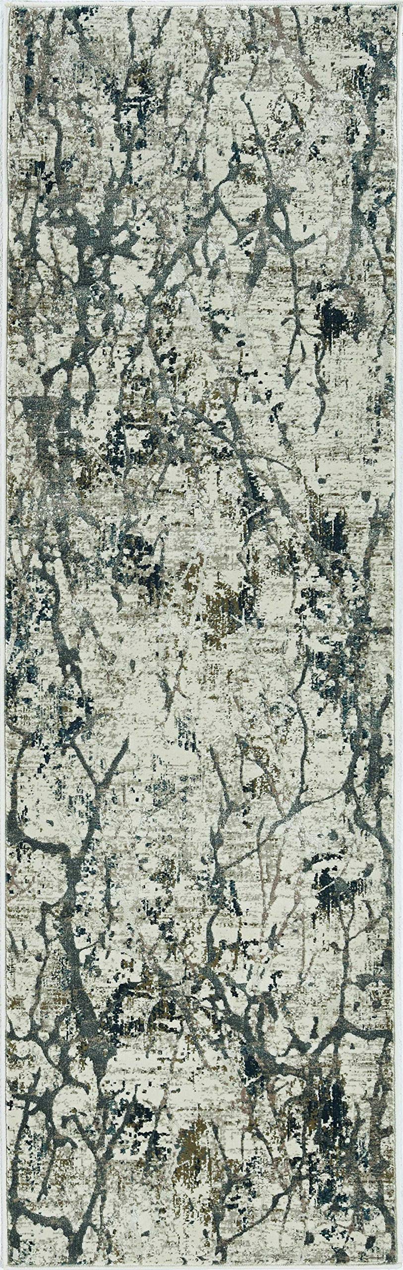 HomeRoots 8' X 11' Ivory Abstract Indoor Outdoor Area Rug - Soft Modern Boho Rug for Living Room, Bedroom, Patio & Deck Decor