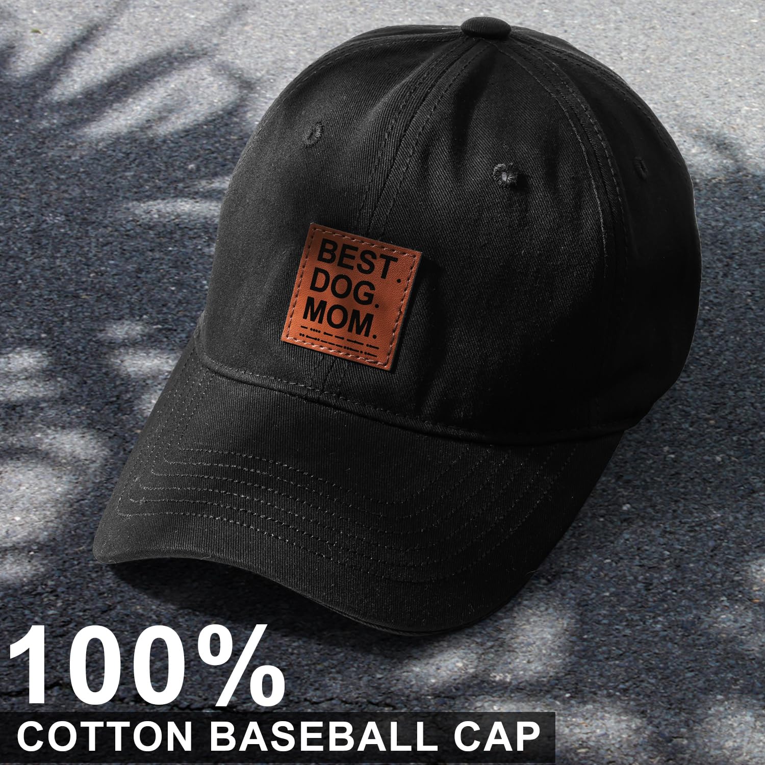 Dog Mom Hat - Adjustable Black Cotton Baseball Cap for Women - Perfect Gift for Dog Lovers, Mothers Day & Birthday - Ideal for Walks, Dog Parks & Outdoor Adventures
