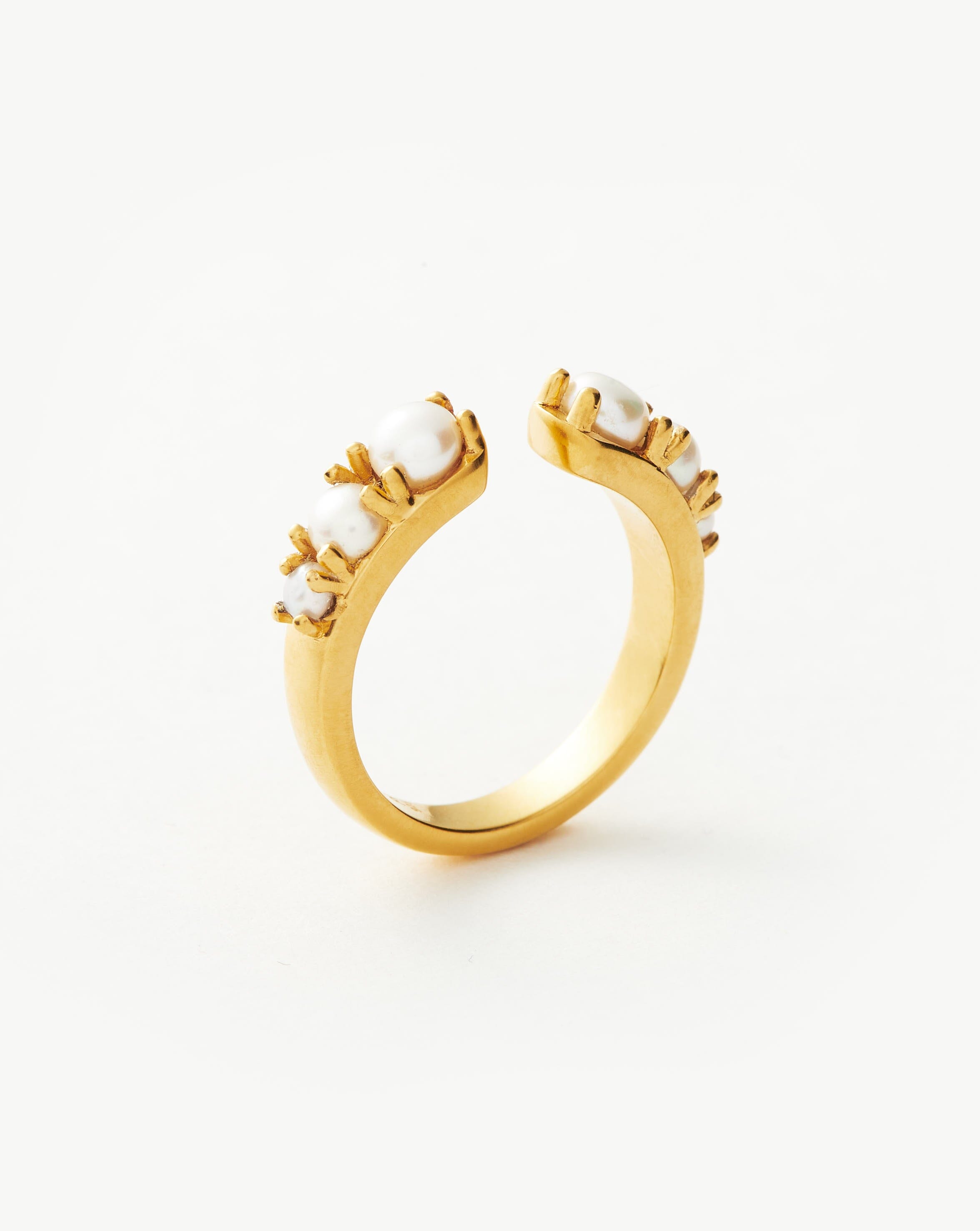 Harris Reed Openness Ring - 18k Gold Vermeil & Pearl Jewelry for Women | Elegant Statement Piece for Weddings, Parties & Special Occasions