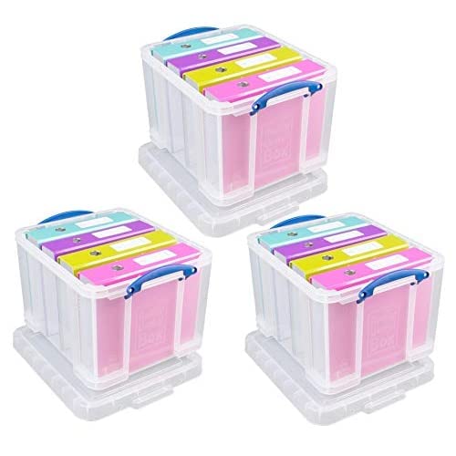 Really Useful Plastic Storage Box Bonus Pack - 3x35 Litre Clear Storage Containers for Home, Office & Organizing
