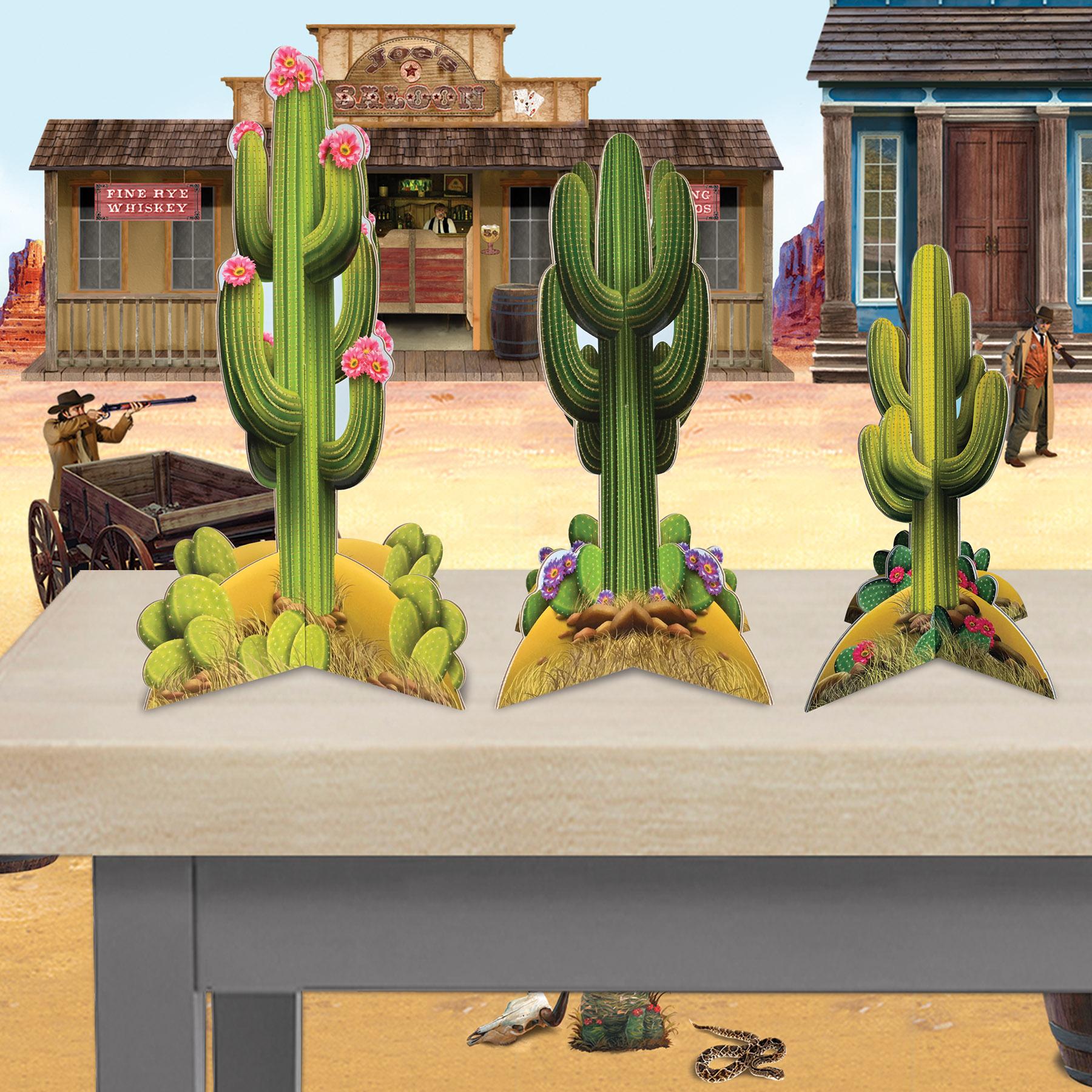 12 Pack Beistle 3D Cactus Party Centerpieces - Colorful Desert Theme Decorations for Birthday, Wedding & Baby Showers - Perfect for Southwest Themed Parties & Home Decor