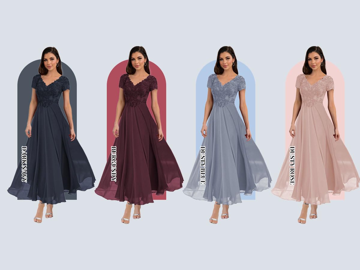 Elegant A-Line Lace Mother of The Bride Dresses for Wedding | Tea-Length Formal Guest Dresses for Women | Perfect for Church Ceremonies, Garden Weddings & Special Occasions