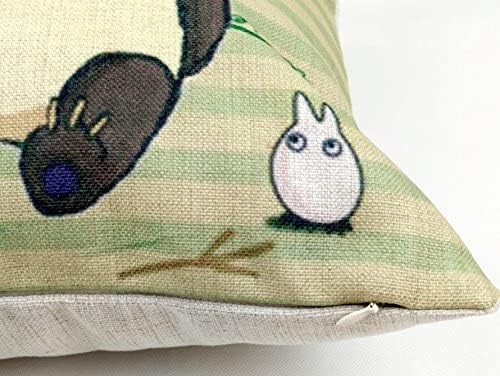Totoro Decorative Throw Pillow Cover 18x18 Inches - Soft Green and Beige Cushion Case for Bedroom, Living Room, Sofa & Home Decor