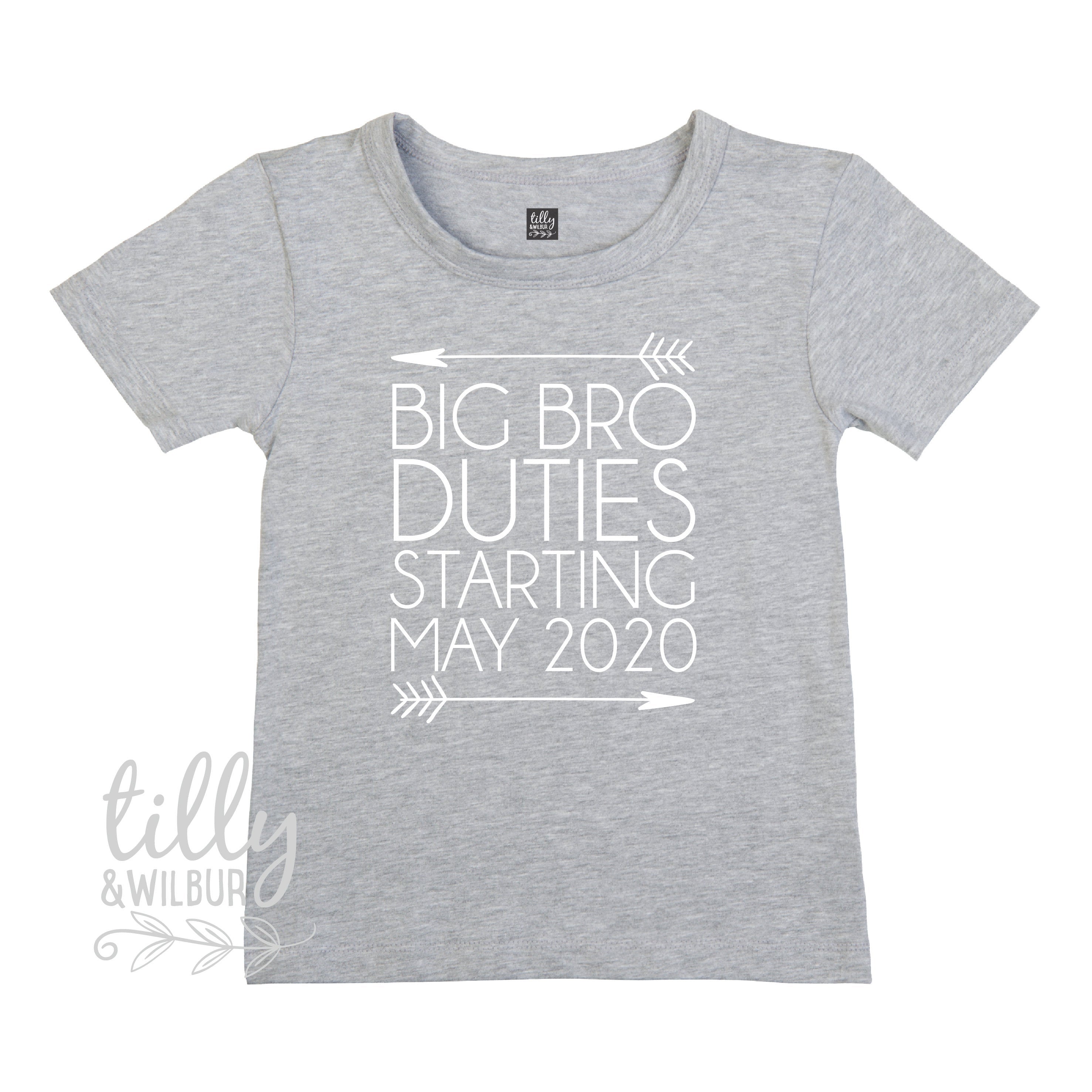 Personalized Big Brother Duties Start Date - Custom Sibling Gift for Newborn Announcement & Baby Shower