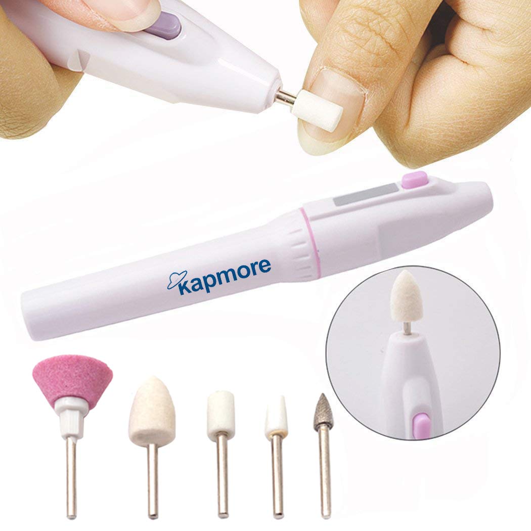 Kapmore 5-in-1 Electric Nail File & Manicure Set with Callus Remover, Nail Buffer, Polisher - Professional Manicure Pedicure Kit for Home & Salon Use