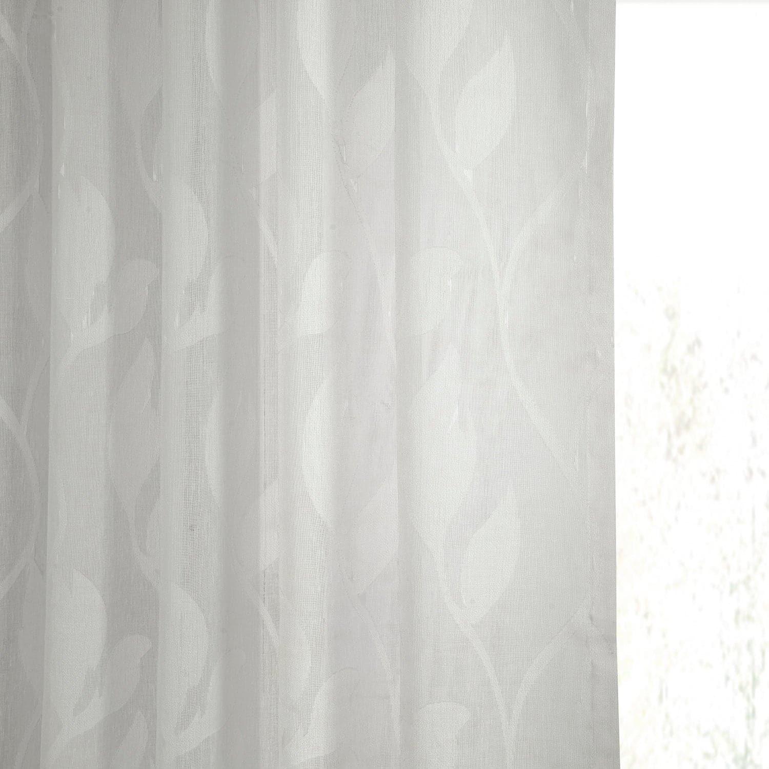 Avignon Vine Floral Patterned Faux Linen Sheer Curtains - Elegant Window Treatments for Living Room, Bedroom & Dining Room Decor