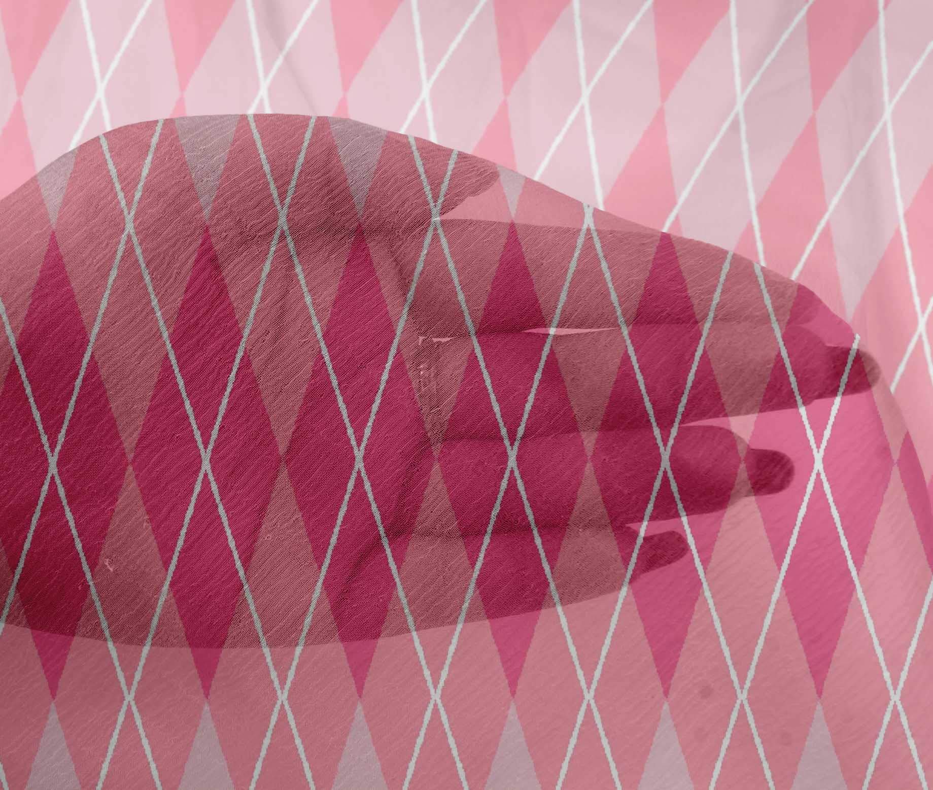 oneOone Viscose Chiffon Fabric - Medium Pink Argyle Check Dress Material, 42 Inch Wide by The Yard | Perfect for DIY Dresses, Blouses & Summer Fashion Projects