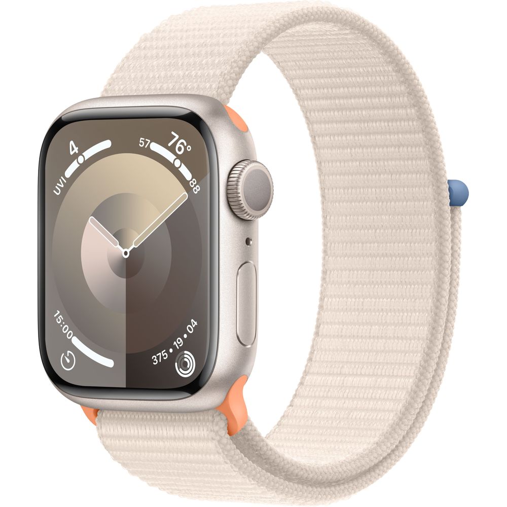 Apple Watch Series 9 41mm (Gen 9) - Starlight Aluminum Case with Starlight Sport Loop (MR8V3LW/A) | Smartwatch for Fitness Tracking, Heart Rate Monitoring & iPhone Connectivity | Perfect for Running, Swimming & Daily Wear