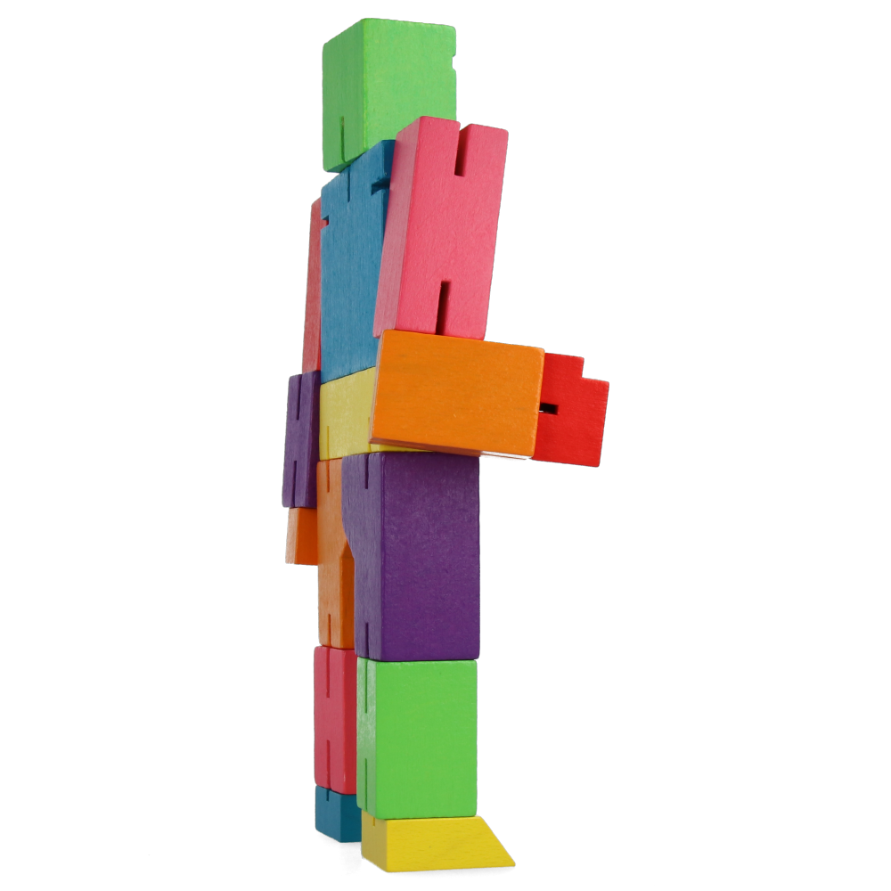 Cubebot Medium Multicolor Wooden Puzzle Toy - Fun Educational STEM Gift for Kids & Adults - Perfect for Home, Office, Classroom & Travel Play