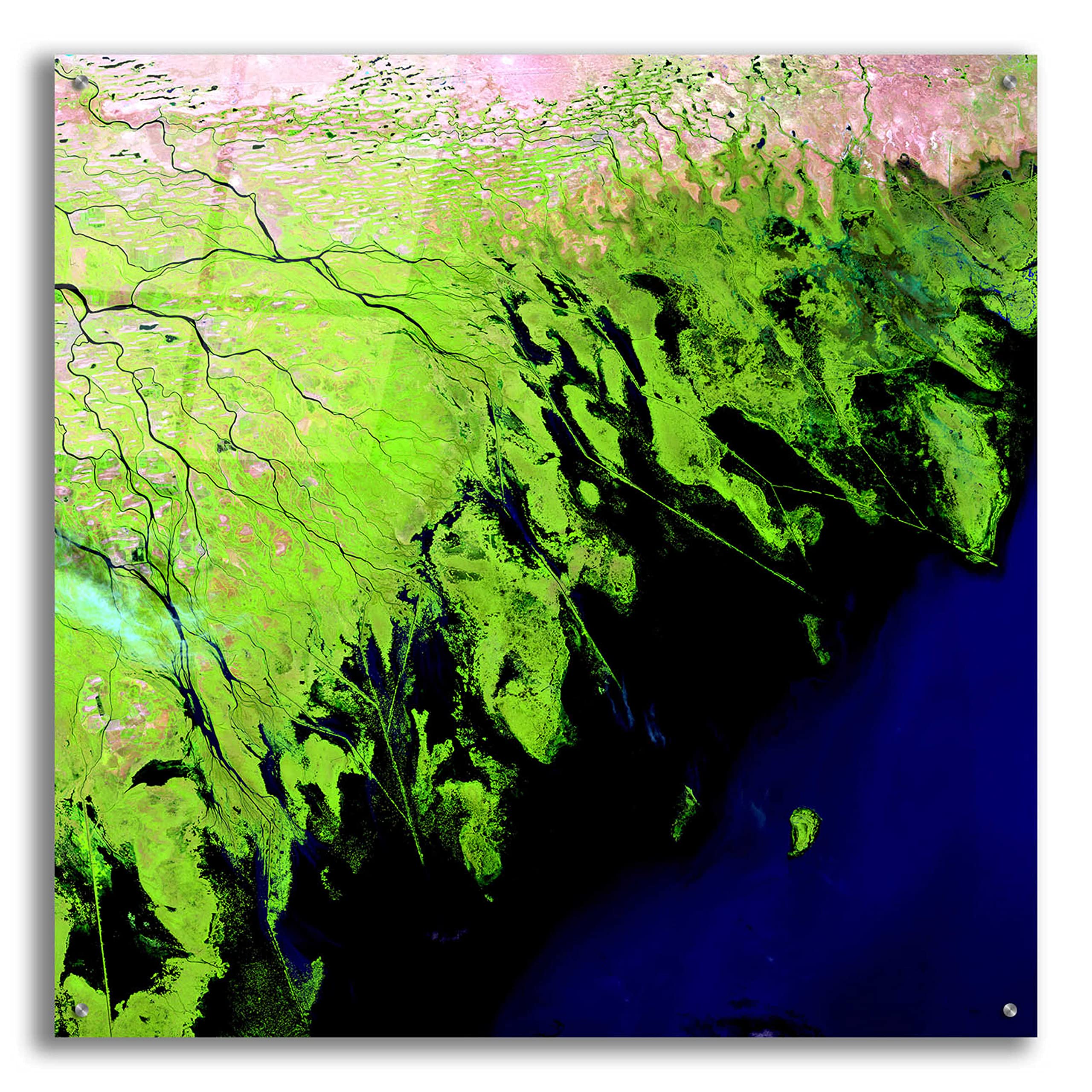 Epic Art 'Earth as Art: Volga River Delta' Acrylic Glass Wall Art - 36x36 Inches - Modern Home & Office Decor - Perfect for Living Room, Bedroom or Office Space