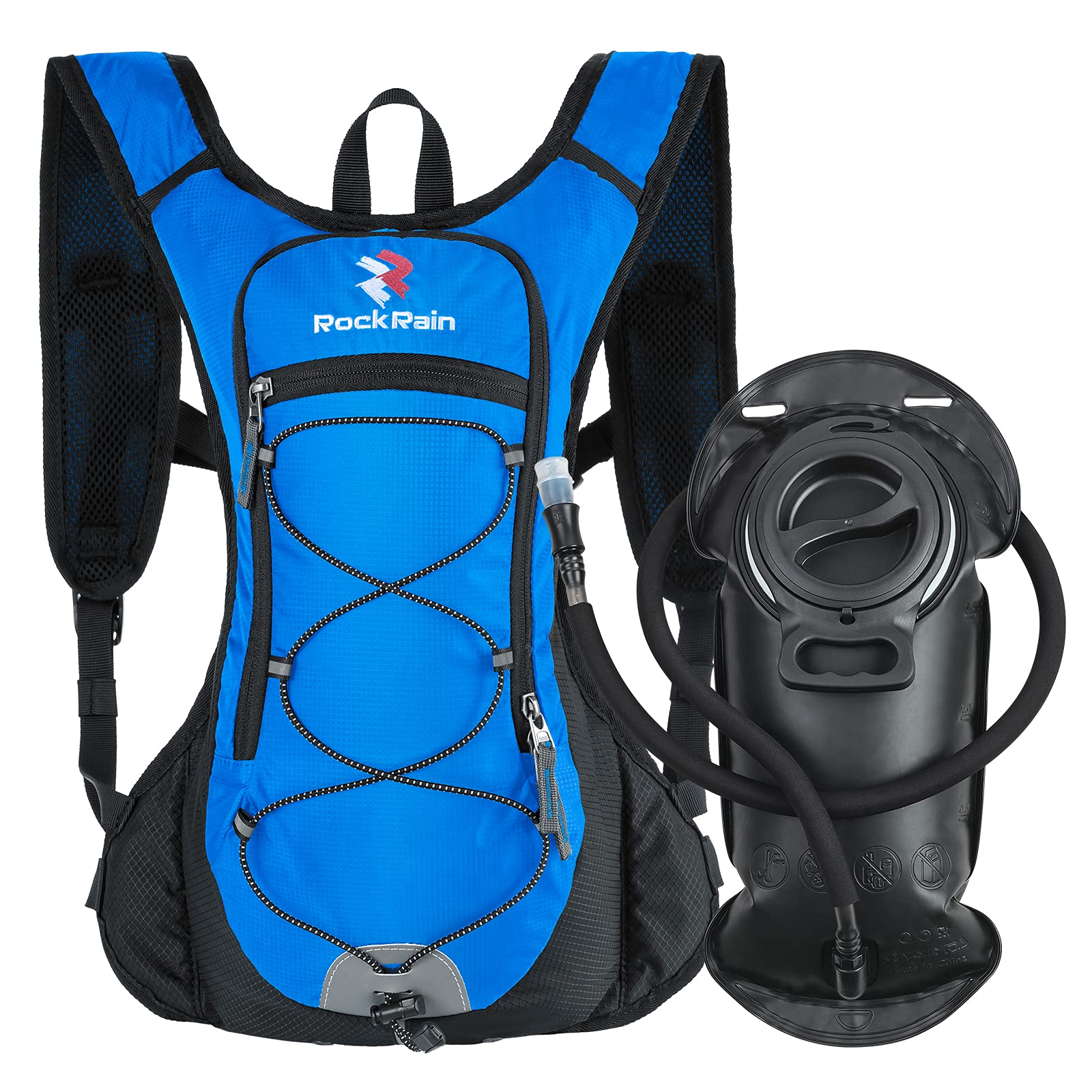 ROCKRAIN Lightweight Running Hydration Backpack with 2L Insulated Water Bladder - Breathable Hydration Pack for Trail Running, Hiking, Cycling & Outdoor Sports