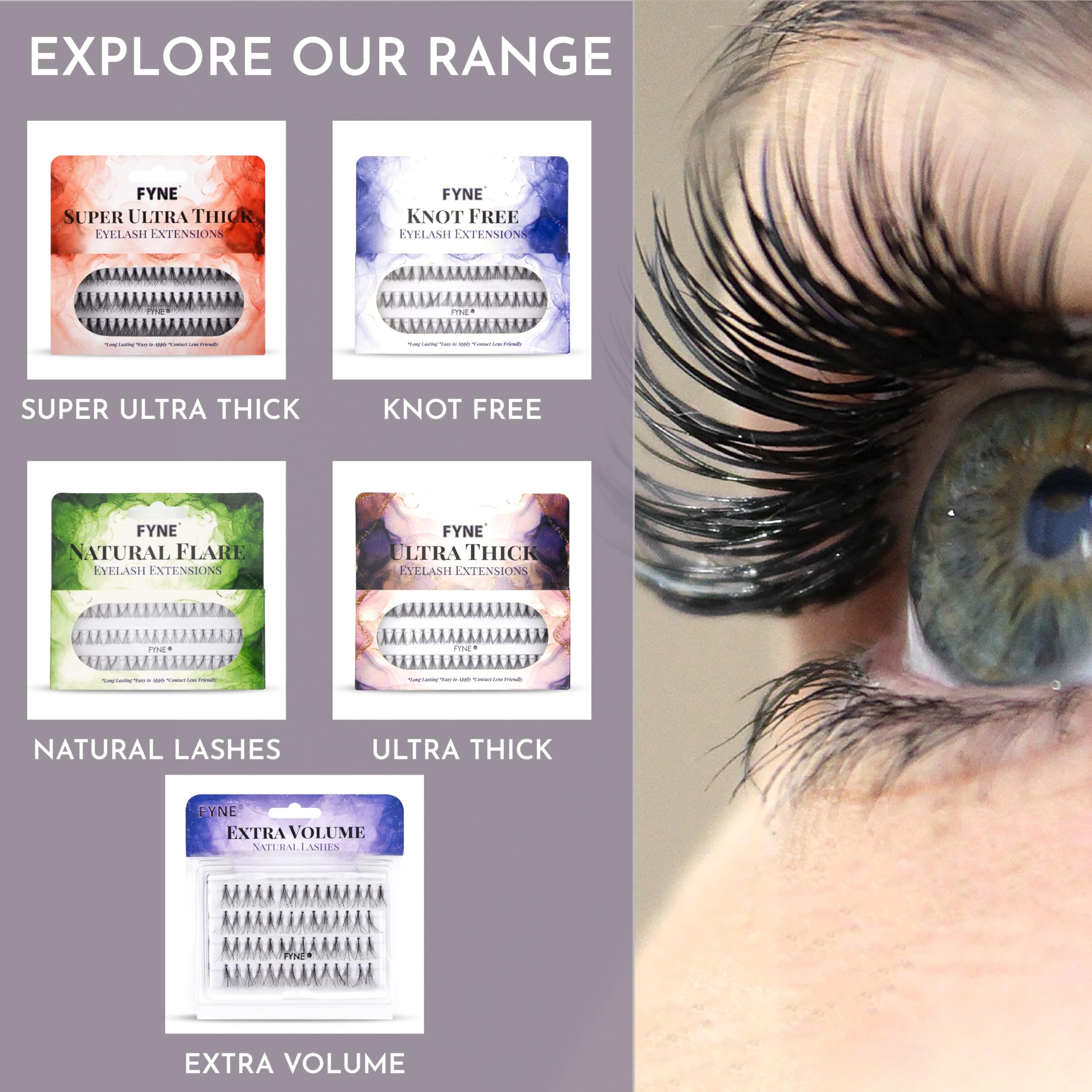 Natural Lashes by FYNE – Mixed Length Cluster Eyelash Extensions Pack | Easy to Apply Individual False Lashes for a Natural Look | Perfect for Daily Wear, Special Occasions & Makeup Artists