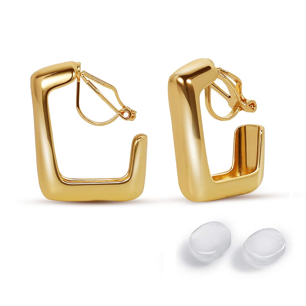 CLASSYZINT Gold Clip-On Earrings for Women - Small Chunky Hoop Earrings, No Piercing Fake Earrings, Hypoallergenic Jewelry Gift - Perfect for Parties, Weddings & Everyday Wear