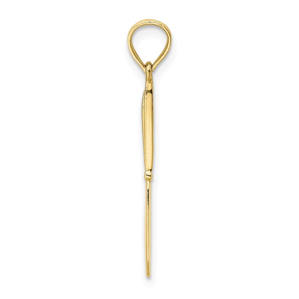 10K Yellow Gold Small 3D Table Knife Charm Pendant - High Polish Jewelry for Necklace, Bracelet & Gift Giving