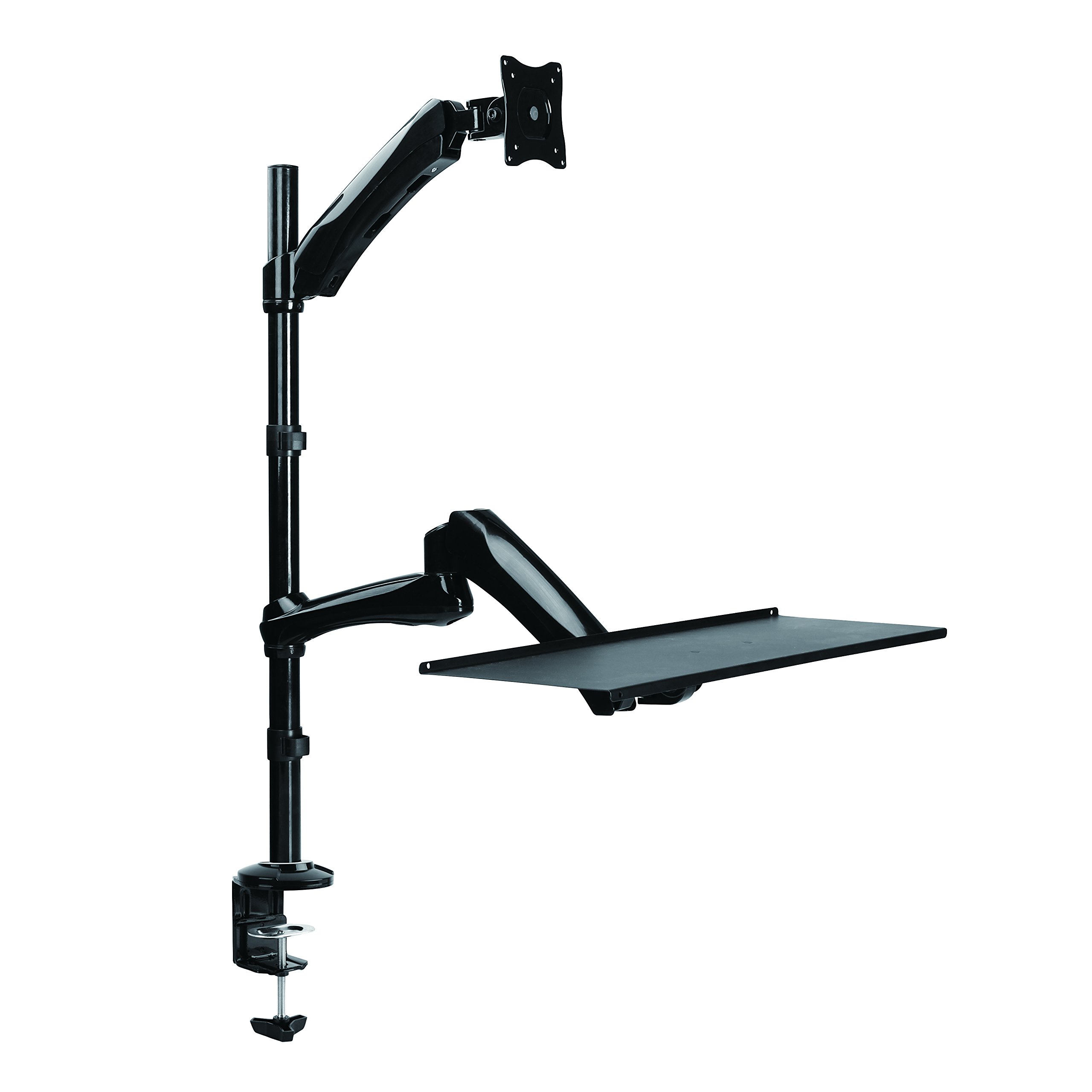BP0030 Adjustable Monitor Stand for Sitting & Standing Desk - 13 to 27 Inch Height Range (33-68.5cm) - Ergonomic Black Workstation Mount - Perfect for Home Office & Workspace Setup