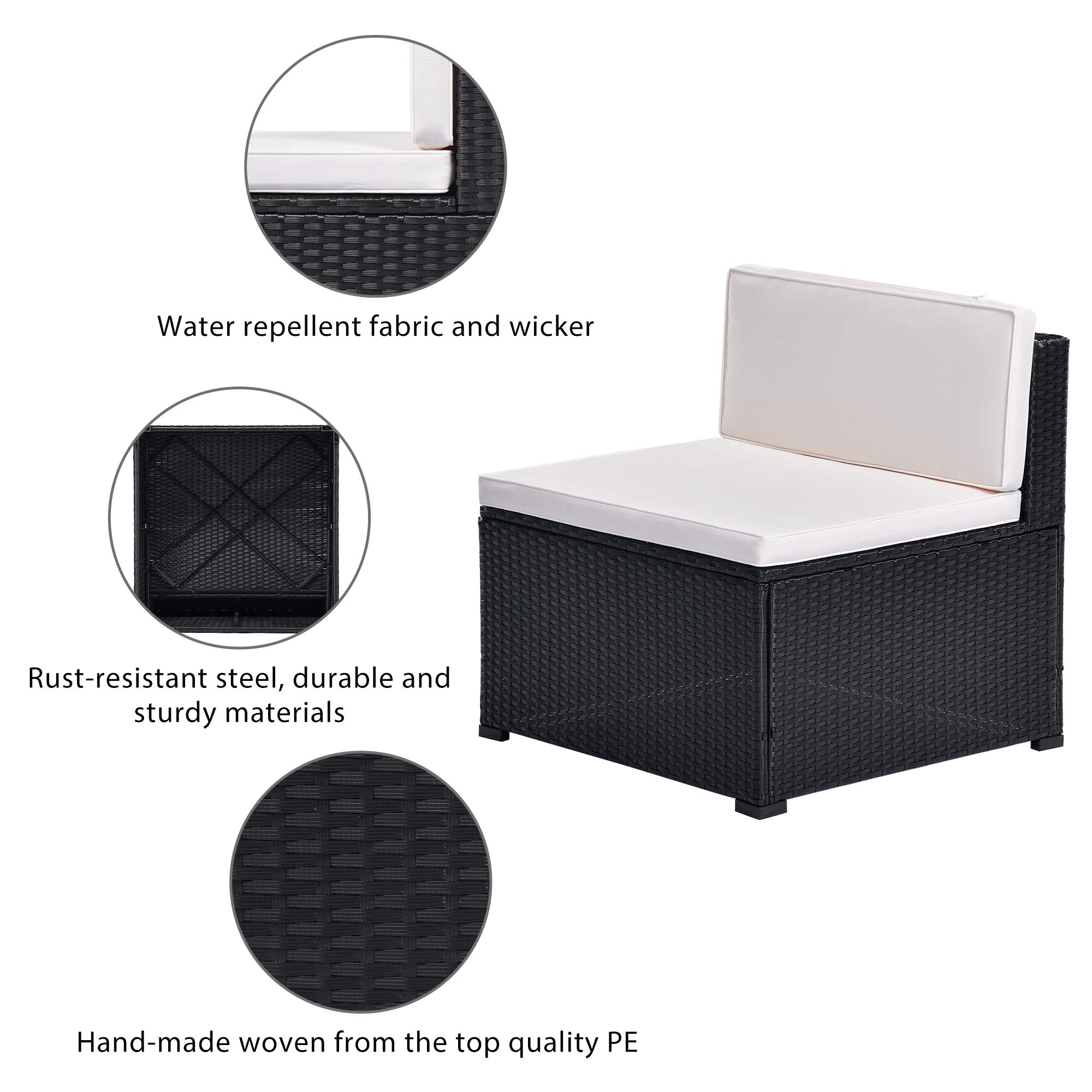 Beacon Pet 5-Piece Outdoor Patio Furniture Set - PE Rattan Wicker Sectional Sofa with Cushions & Glass Coffee Table - Perfect for Garden, Poolside, Balcony, Backyard & Outdoor Entertaining