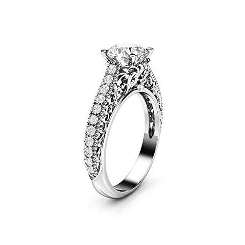 3 Carat Cubic Zirconia Diamond Ring for Women - Vintage Halo Engagement Ring, Wedding Promise Ring, Elegant CZ Jewelry Gift for Anniversary, Valentine's Day & Special Occasions