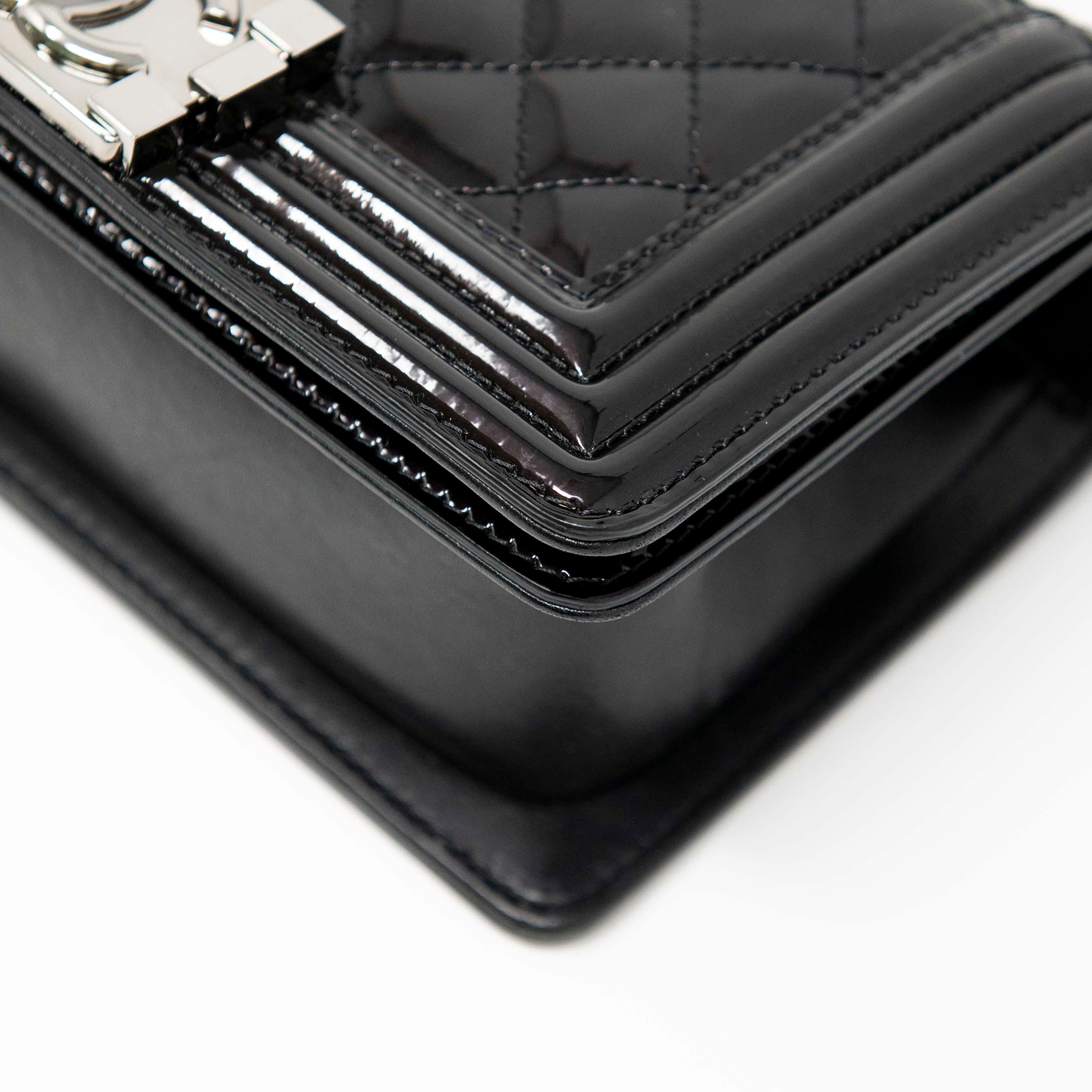 Chanel Black Patent Leather Small Boy Bag - Luxury Crossbody Handbag for Women, Perfect for Parties, Dates & Special Occasions