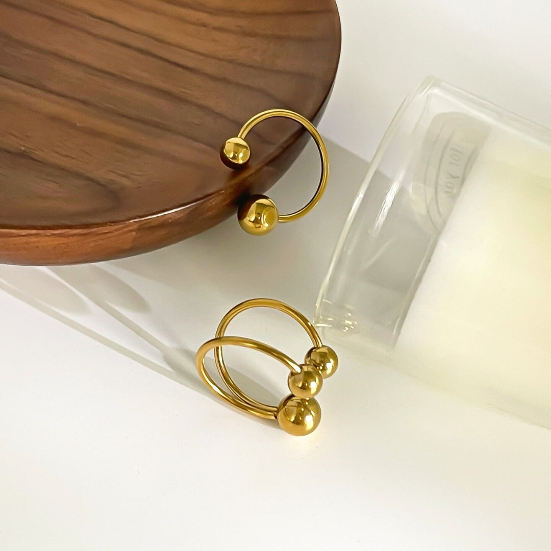 18K Gold Unique Bypass Ball Boom Rings for Women | Elegant Stackable Statement Jewelry | Perfect for Weddings, Parties & Everyday Wear (JDR003)