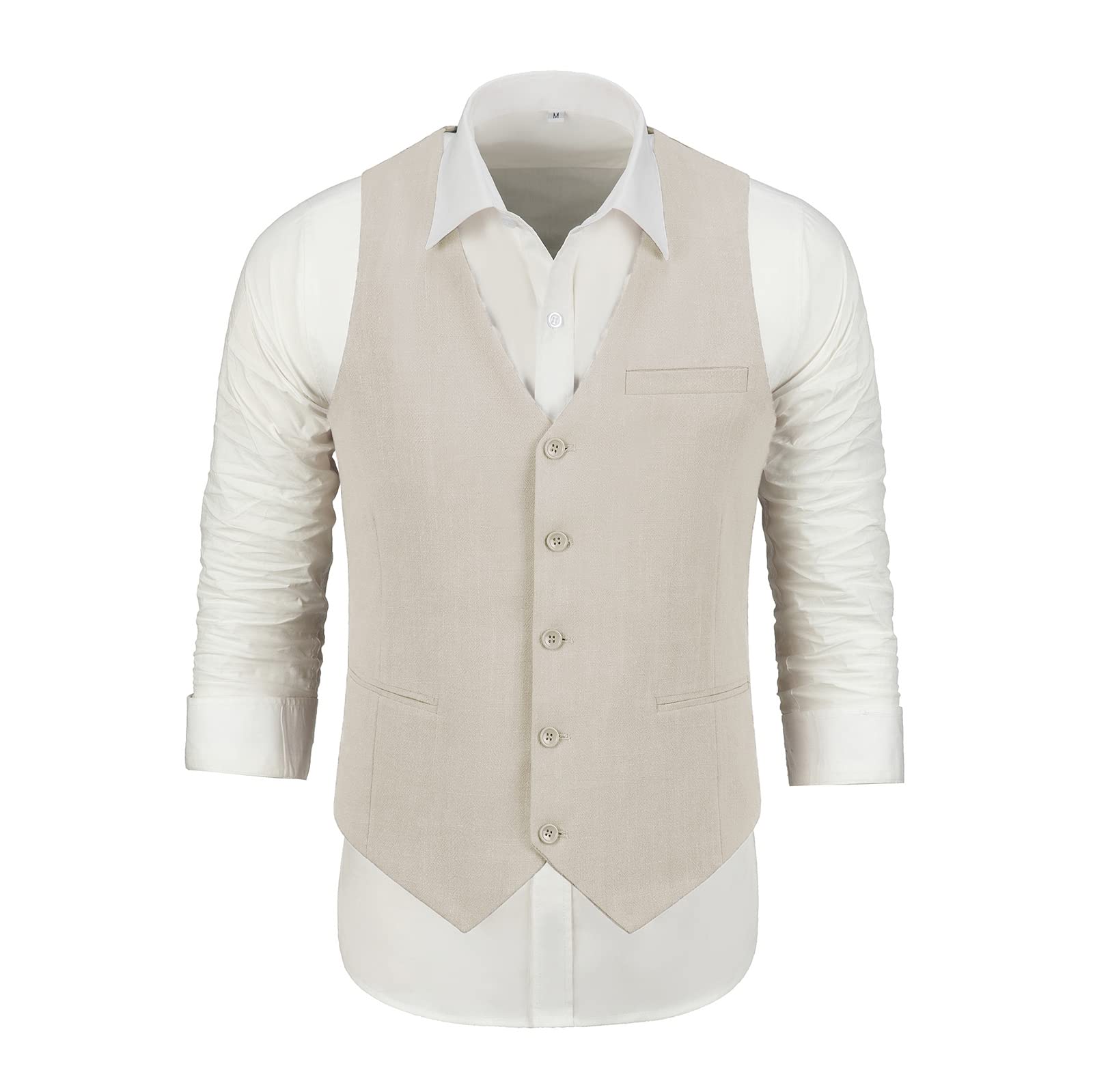 Men's Slim Fit 3-Piece Linen Wedding Suit - Groomsmen Prom Party Blazer with Vest & Pants | Formal Occasions, Summer Weddings & Special Events