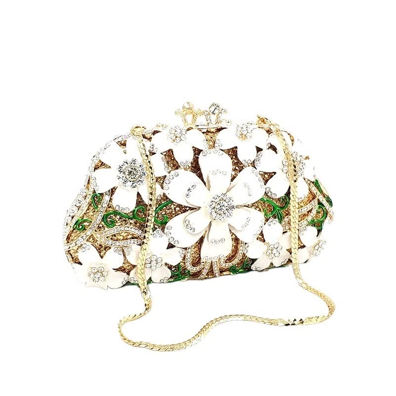 Elegant Hollow Crystal Purse for Women - Bride Wedding Party Clutch Bag with Flower Design (Color: 02) | Perfect for Evening Events, Prom, Cocktail Parties & Special Occasions