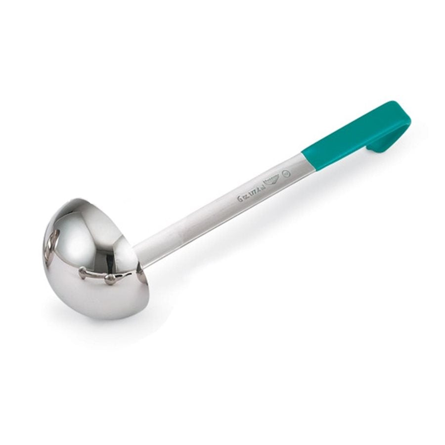 Vollrath 6 Oz One Piece Ladle with Teal Handle - Durable Kitchen Utensil for Cooking, Serving Soups & Sauces - Perfect for Restaurants, Catering & Home Chefs
