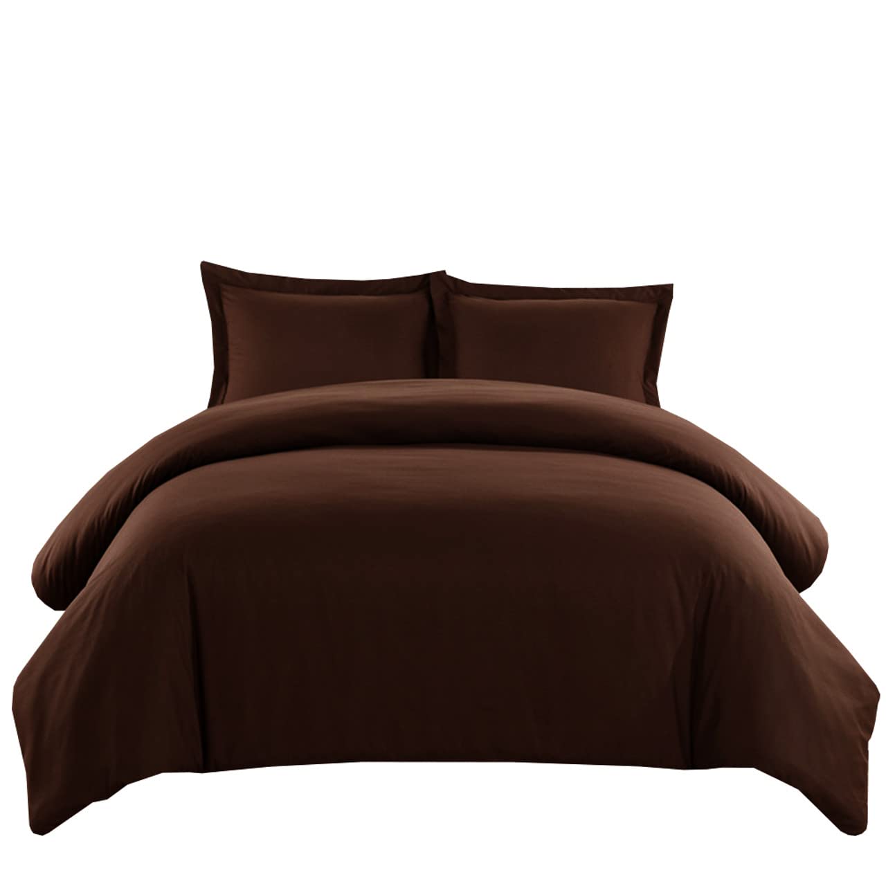 Luxury 500 Thread Count 100% Cotton King Size Duvet Cover Set - Soft & Breathable Hotel Collection Bedding with Button Closure (3-Piece, Chocolate) for Master Bedroom, Guest Room, and Vacation Homes