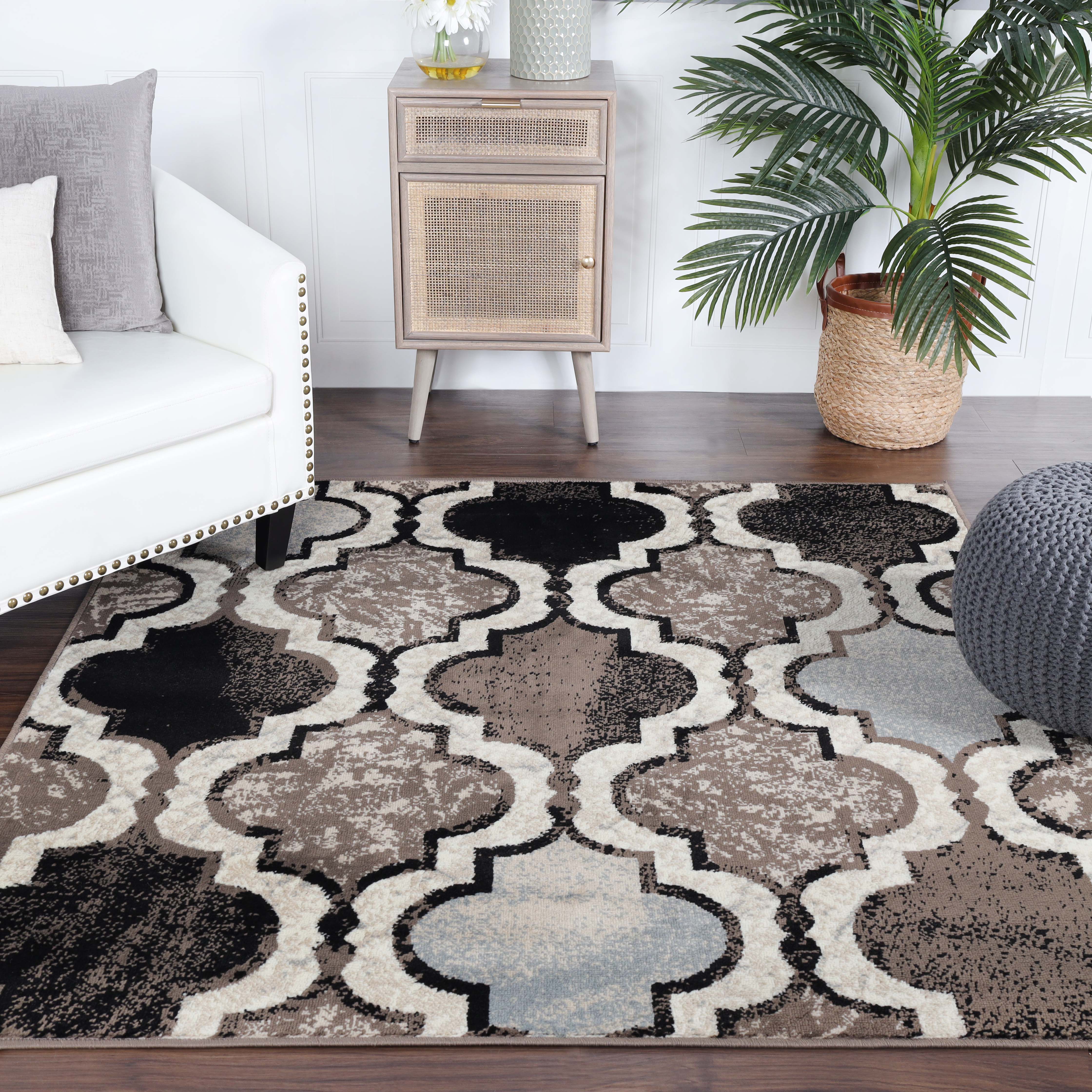Viking Geometric Trellis Indoor Area Rug & Runner - Non-Slip Boho Chic Carpet for Living Room, Bedroom, Hallway - Perfect for Nordic Home Decor & Cozy Spaces