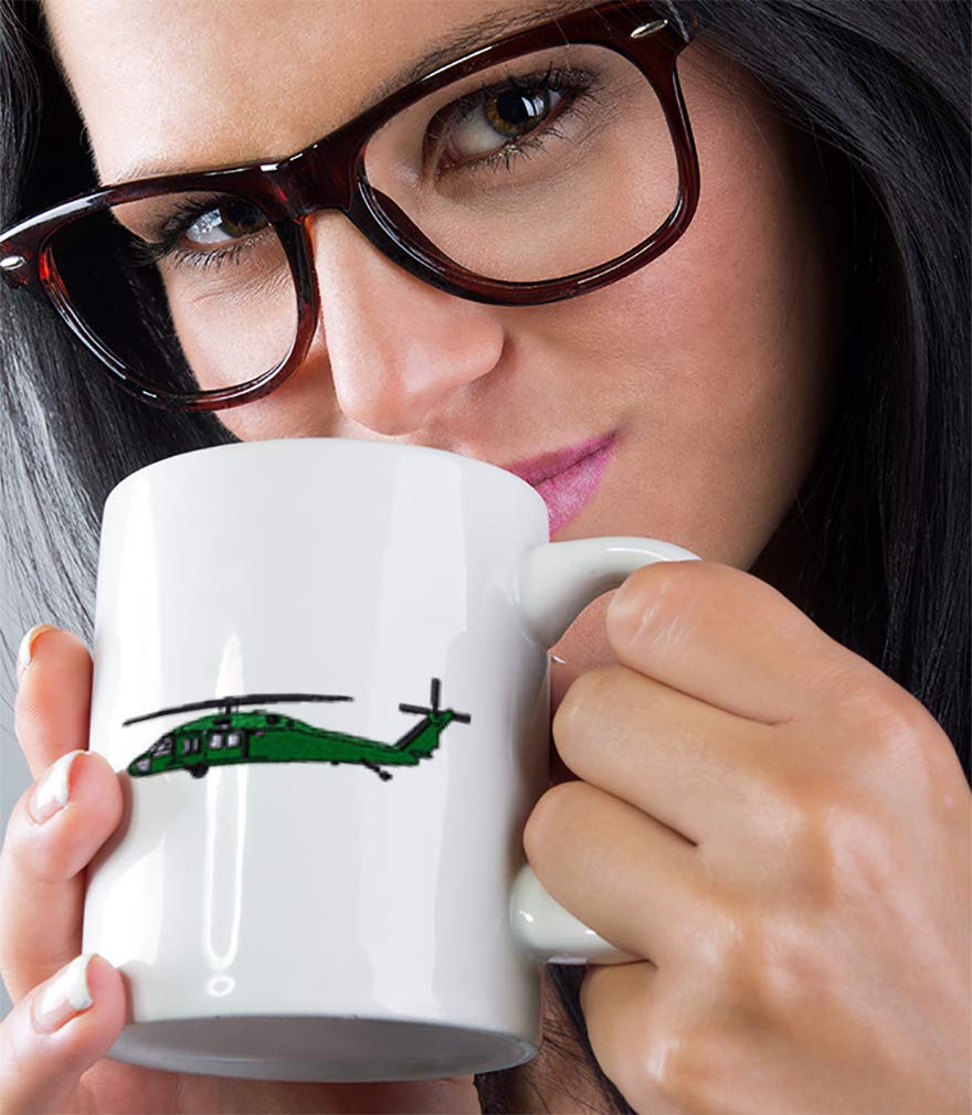 Funny Ceramic Coffee Mug - 11oz Blackhawk Uh-60 Helicopter Design White Tea Cup | Perfect for Military Enthusiasts & Office Humor