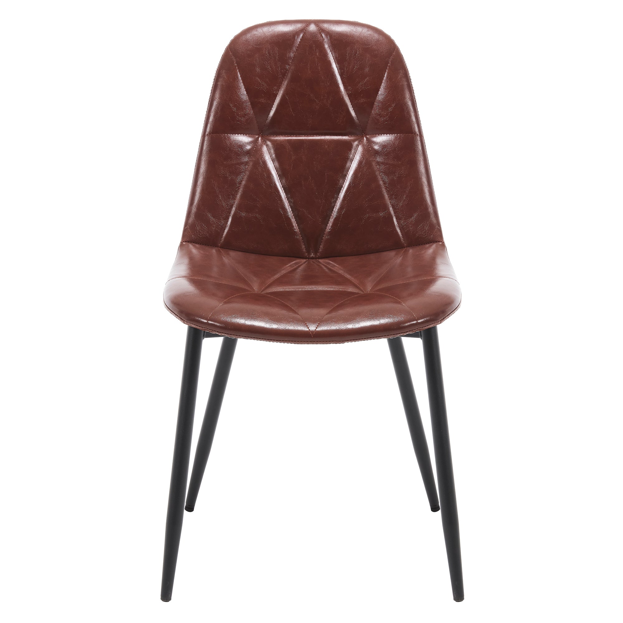 **4-Piece Upholstered Faux Leather Dining Chair Set - Modern Kitchen & Dining Room Chairs with Metal Legs & High Back Support - Easy to Assemble & Clean - Reddish Brown - Perfect for Home, Restaurant & Office Use**