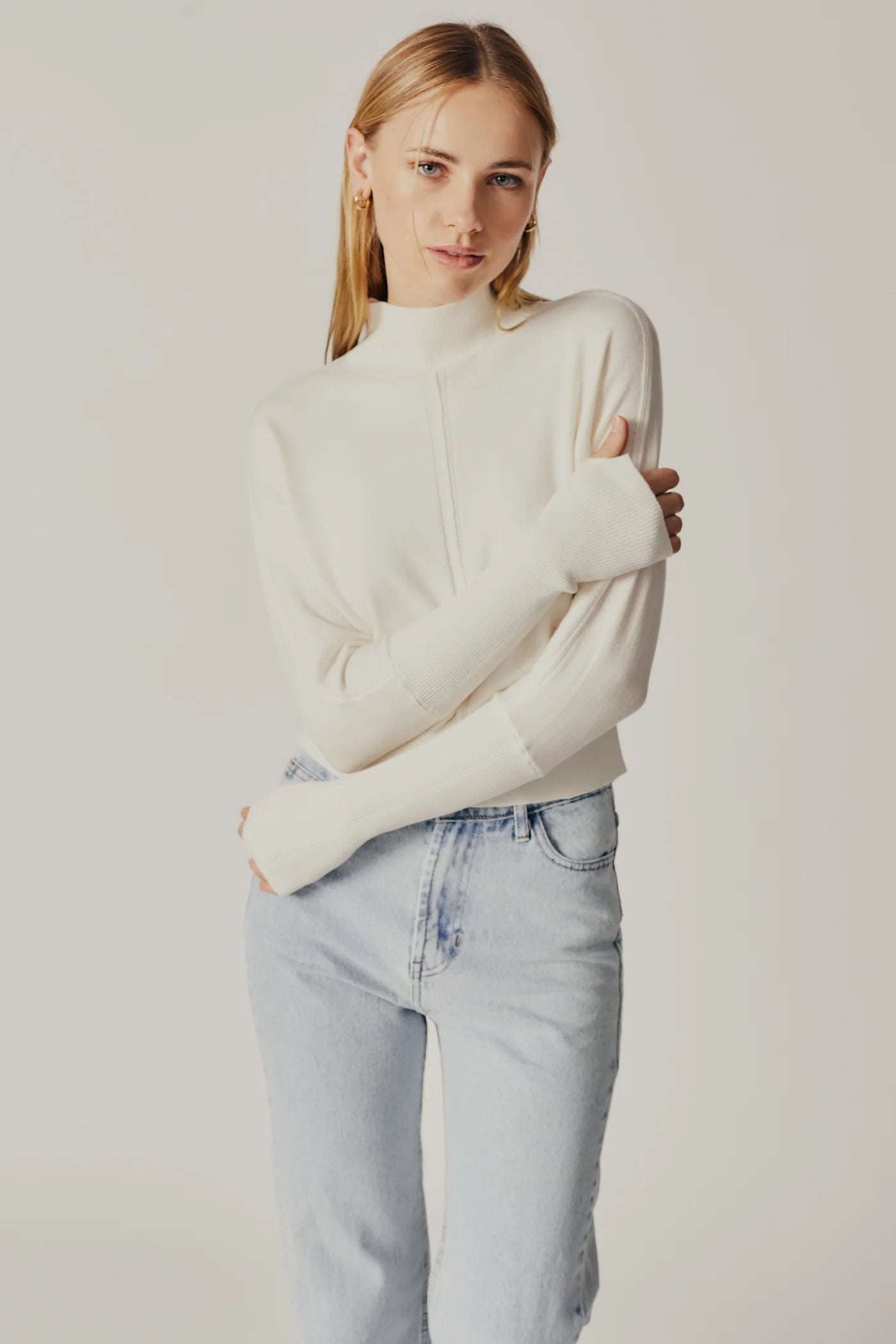 Campanula Turtleneck Sweater for Women - Soft Ecru Knit Pullover - Perfect for Fall & Winter Layering, Office Wear & Casual Outfits