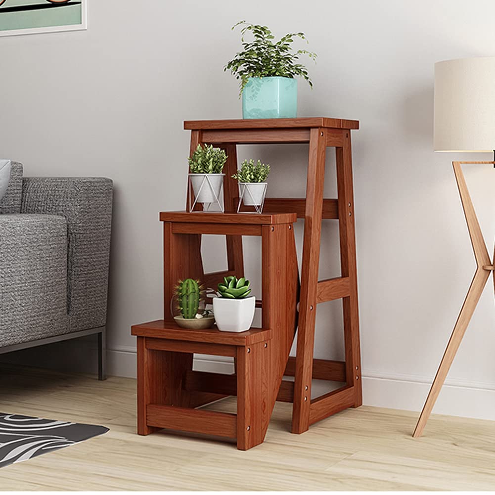 KAZUP Modern Multifunctional Wooden Folding Step Stool - Library Ladder Chair, Compact Step Ladder for Home, Kitchen, Bathroom & Office Use