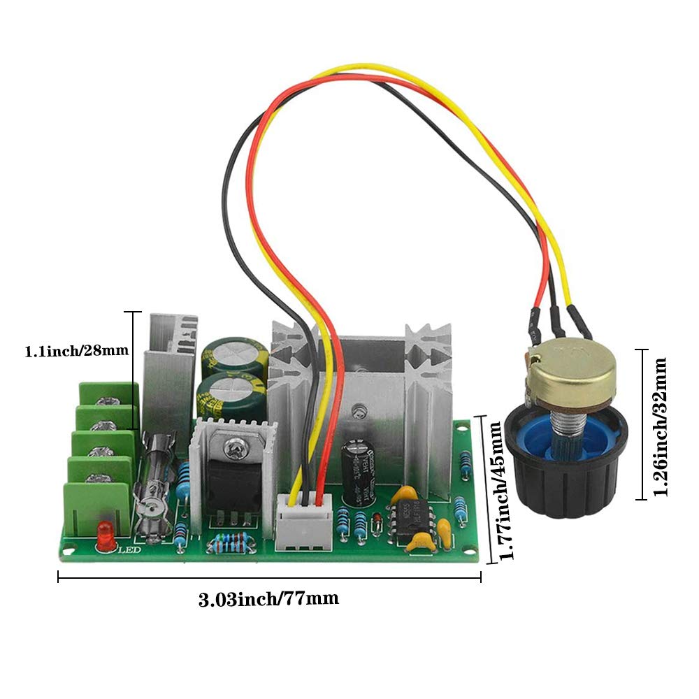 12V 24V 36V 48V DC Motor Speed Controller - High Power PWM Drive Module with Adjustable Speed & 20A Capacity - Compact LED Dimmer for DIY Robotics, CNC Machines, and Electric Vehicles