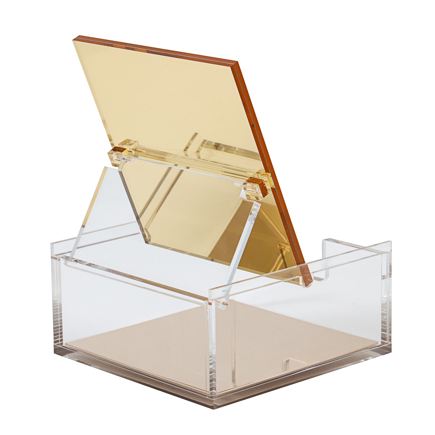 DS DRAYMOND STORY Gold Acrylic Mirror Jewelry Box - Elegant Wedding Gift Holder for Rings, Necklaces & Keepsakes - Perfect for Bridal Showers, Anniversaries & Special Occasions