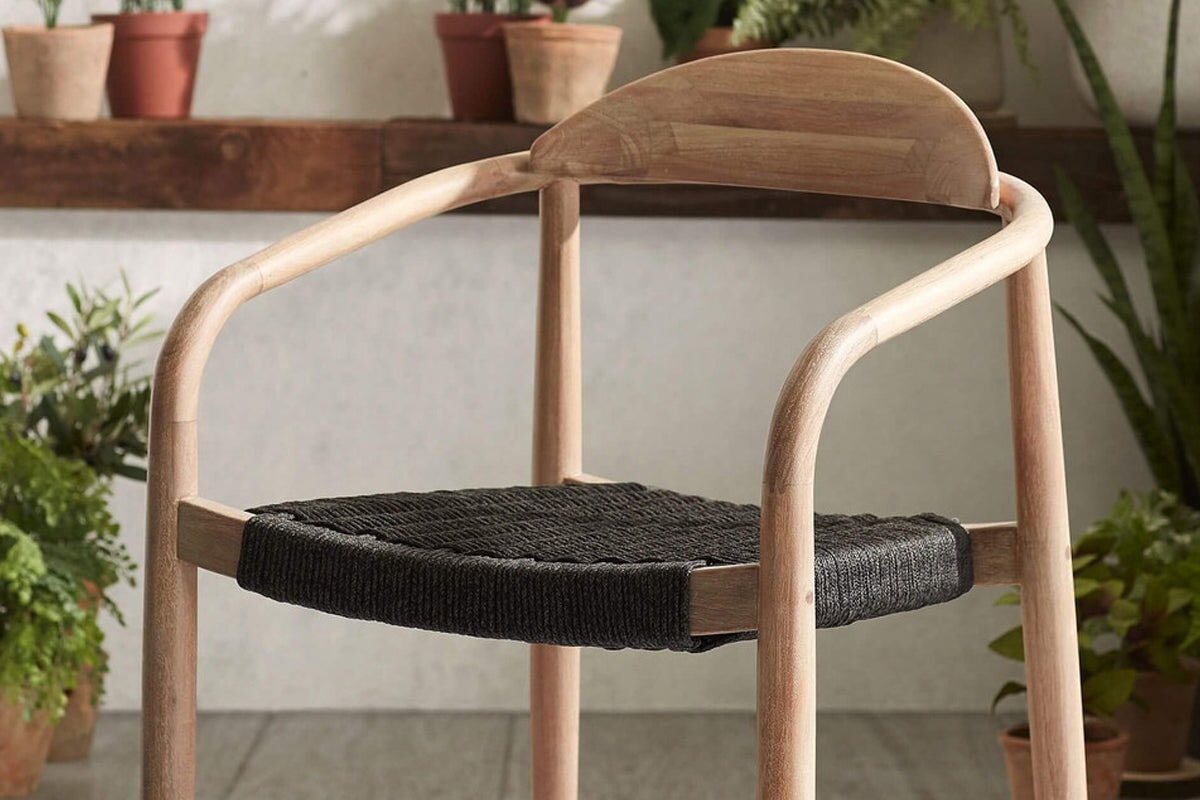 Como Glynis Casual Dining Wooden Rope Chair - Modern Farmhouse Style Accent Chair for Living Room, Bedroom, or Patio - Perfect for Relaxing and Entertaining Guests