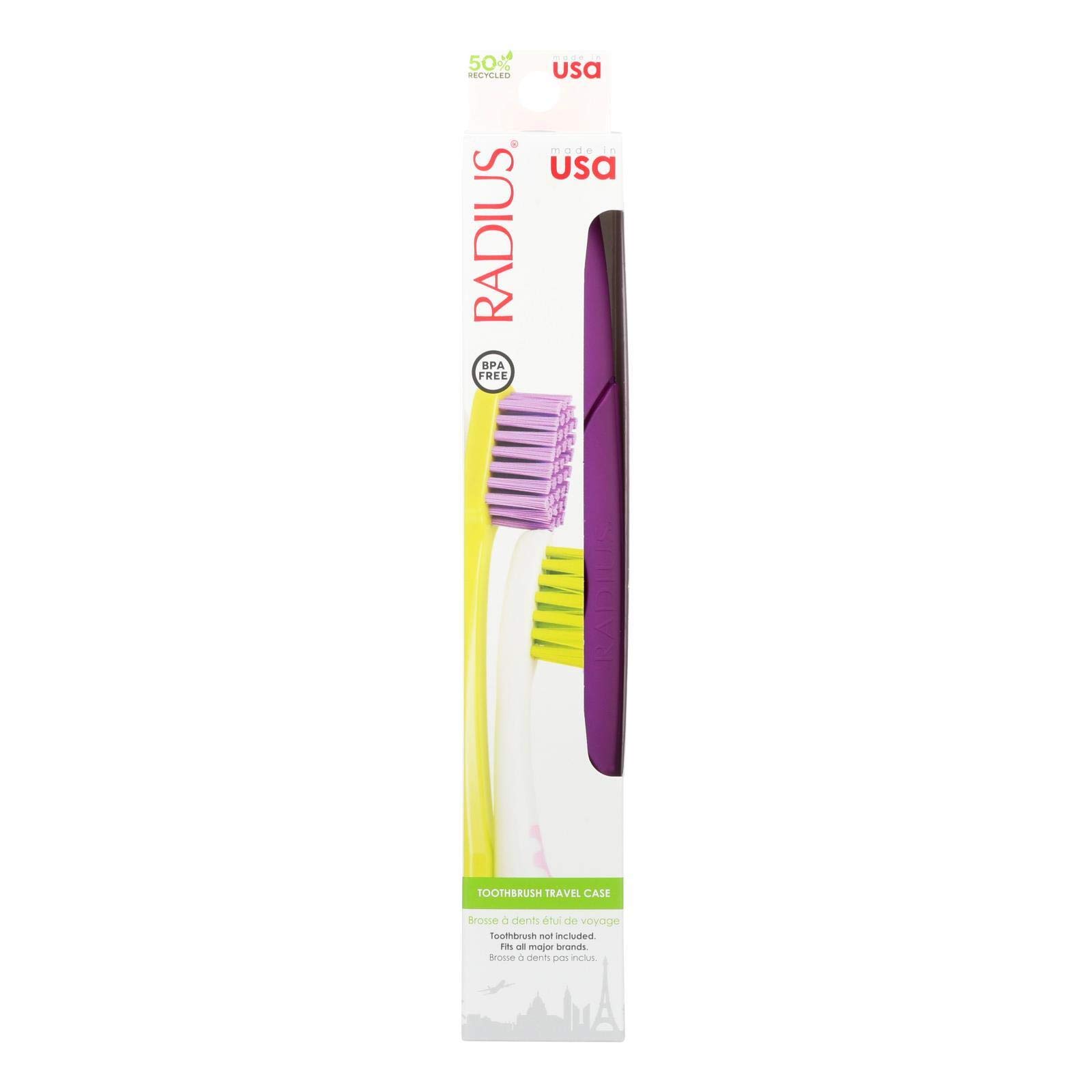 Radius Toothbrushes Travel Case - BPA Free, Assorted Colors - Perfect for Travel, Gym & Daily Oral Care Storage