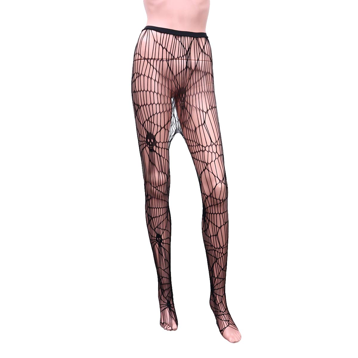 Sexy Black Spider Web Skull Stockings - Halloween Mesh Tights for Women, Stretchy Elastic Stockings - Perfect for Halloween Parties, Cosplay & Gothic Fashion
