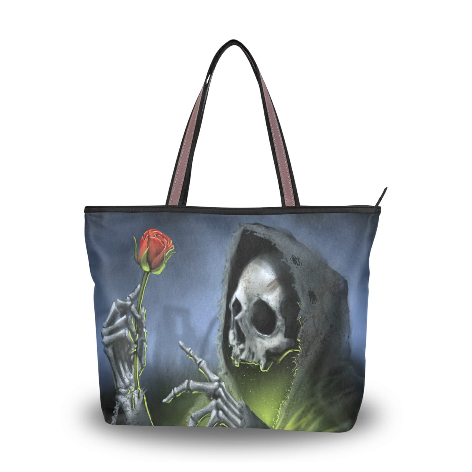 Skull Rose Tote Bag for Women - Stylish Reusable Shoulder Bag, Fashion Handbag for Beach, Travel & Daily Use | Perfect for Shopping, Work & Weekend Outings