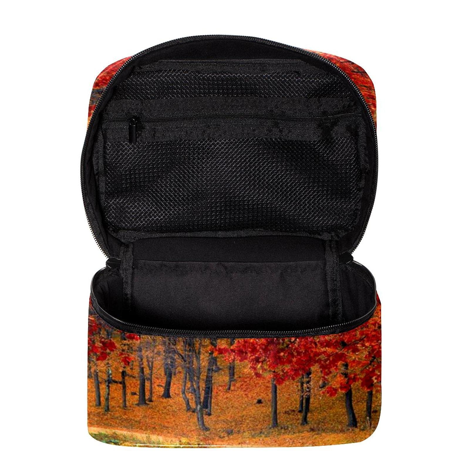 Autumn Maple Leaf Travel Makeup Bag - Large Cosmetic Organizer with Zipper for Women & Girls | Perfect for Fall Road Trips & Vacation Essentials