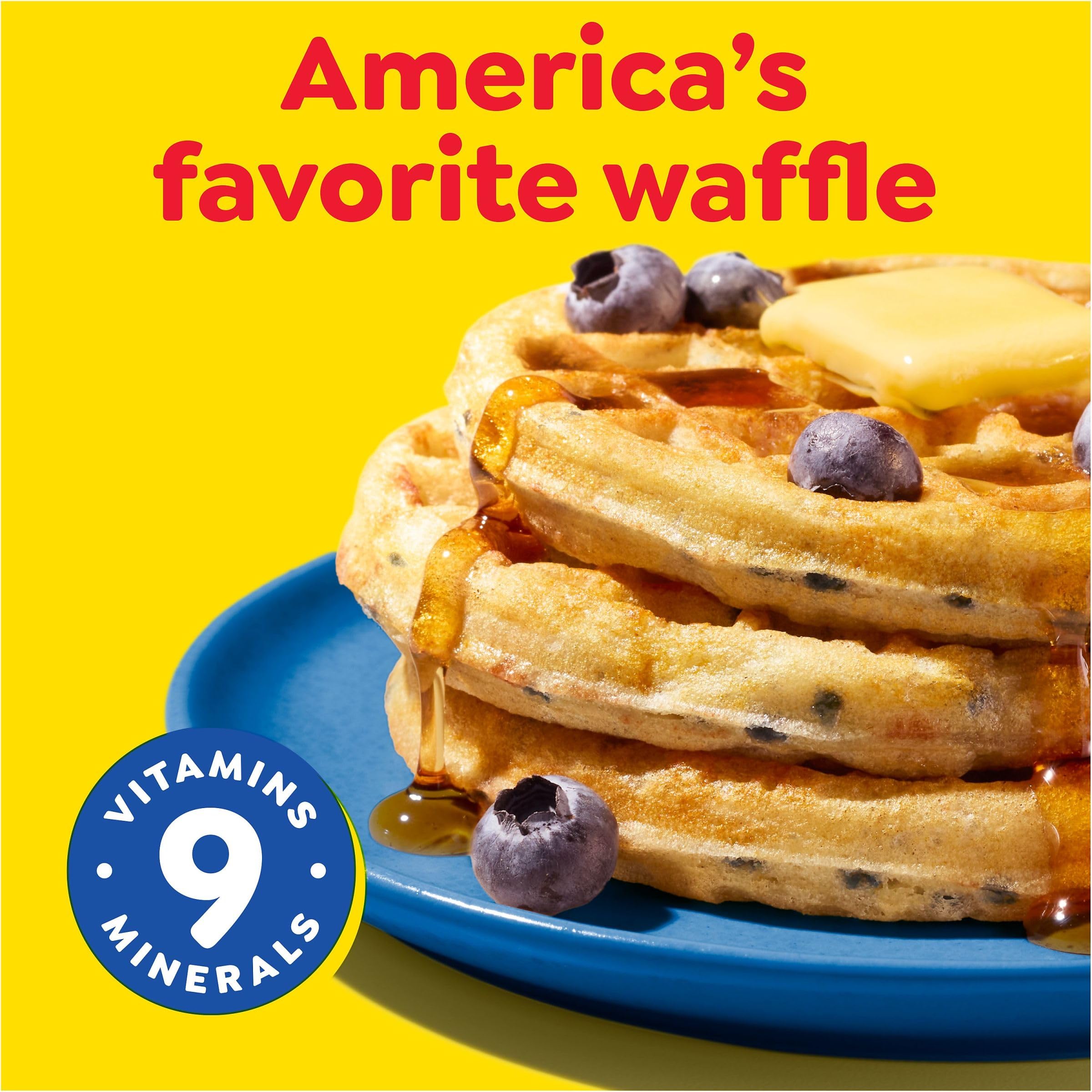 Eggo Frozen Waffles - Blueberry Flavored Breakfast Food, 12.3oz Box (10 Waffles) - Quick & Easy Morning Meal for Busy Families, Kids School Breakfast, or Weekend Brunch