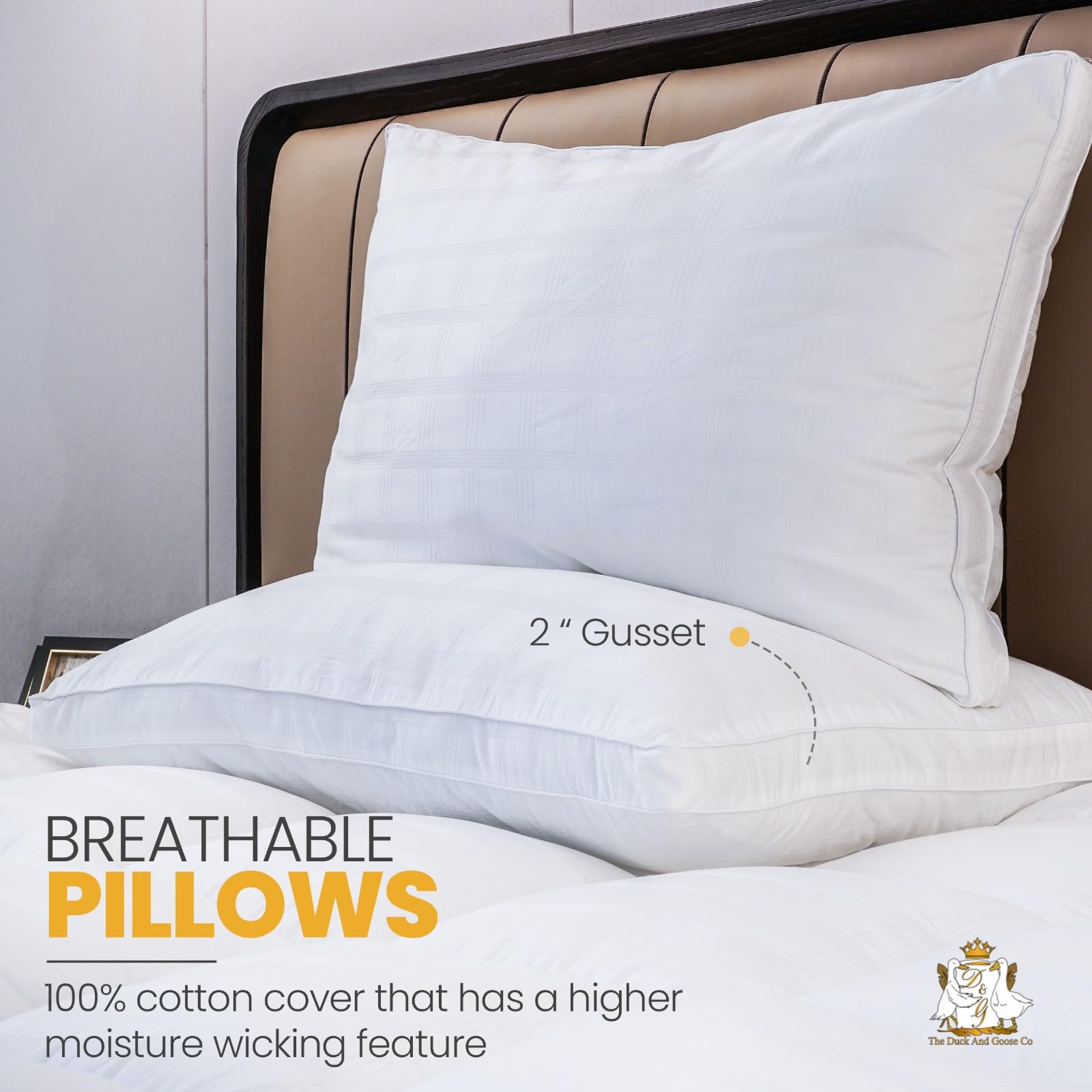 Cooling Plush Down Alternative Pillows - Set of 2 for Back, Stomach & Side Sleepers | Hotel Quality Bedding