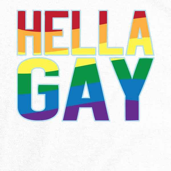 Pop Threads Hella Gay Rainbow Flag Pride LGBTQ Graphic T-Shirt for Men - Comfortable Cotton Tee for Pride Parades, LGBTQ Events & Casual Wear