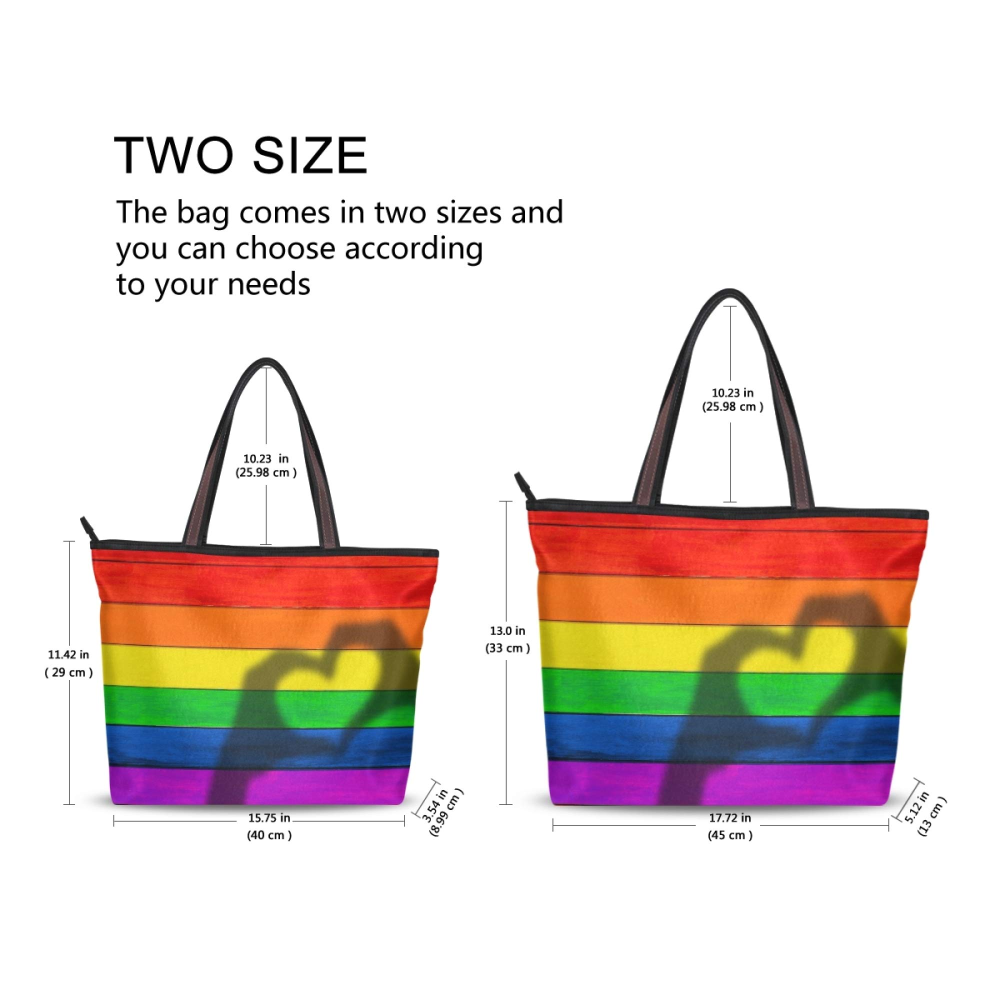 Stylish Rainbow Striped Polyester Tote Bag for Women - Durable Zippered Shoulder Purse with Spacious Interior | Perfect for Work, Travel, Gym & Everyday Use