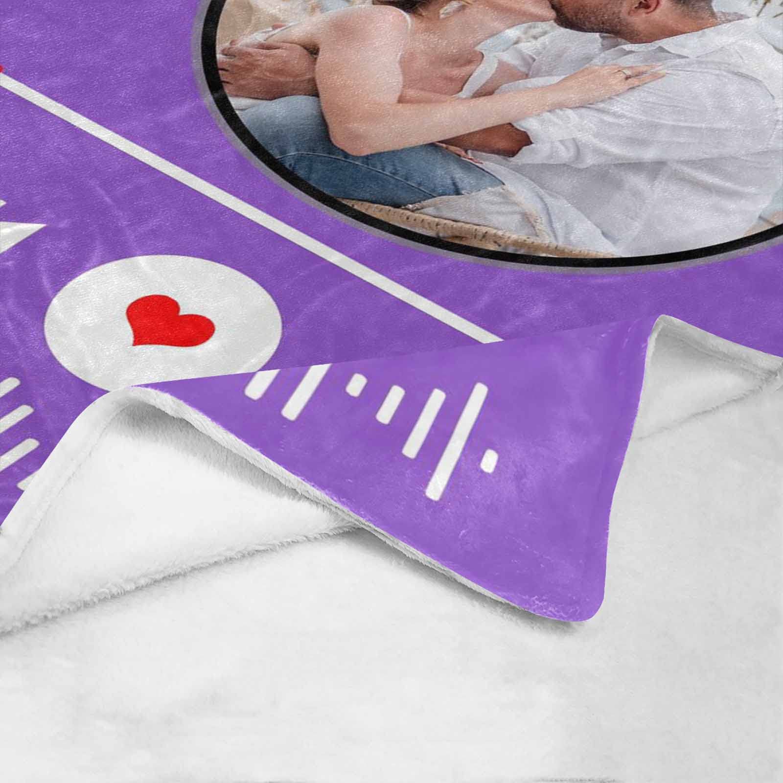 Custom Spotify Code Music Blanket - Personalized Photo Blanket for Couples & Lovers - 40x50 Inch Memorial Gift for Anniversary, Valentine's Day & Birthday - Cozy Throw Blanket for Bedroom, Sofa & Romantic Dates
