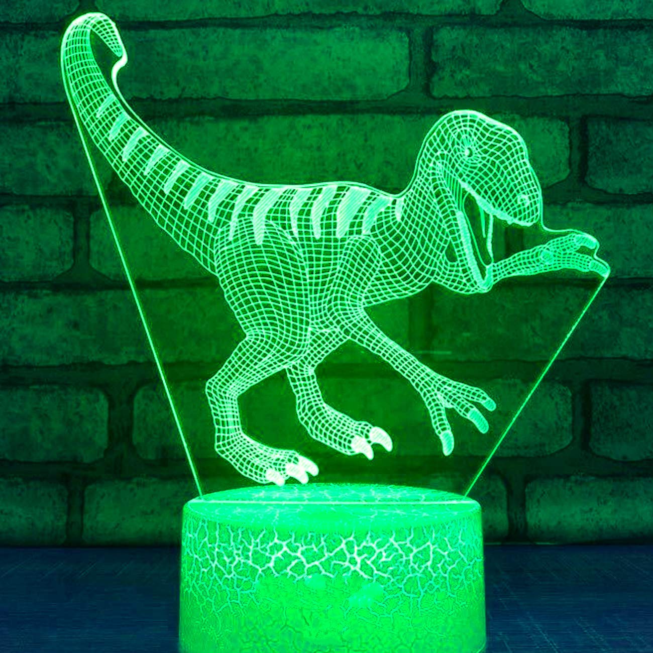 3D Dinosaur Dragon Night Light - LED Touch Table Lamp with 7 Color Changing Lights, Optical Illusion Desk Decor for Kids Room, Christmas Gift, Birthday Present, Home Decoration (Perfect for Bedtime, Nursery, Playroom & Gift Giving)