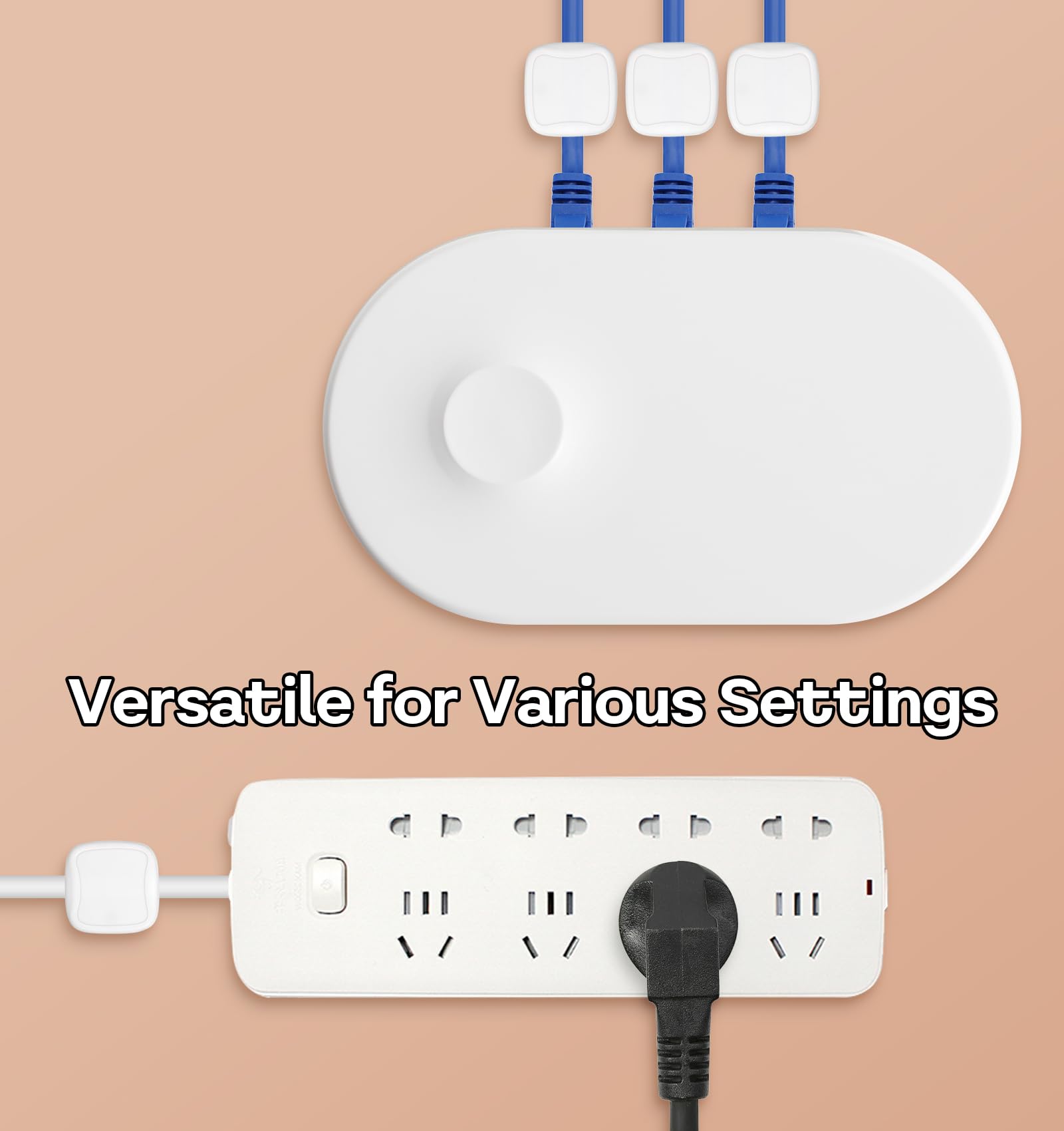 6 Pack Magnetic Cable Clips - Strong Adhesive Cord Organizer for iPhone Charger, USB Cables, Phone Wires - Perfect for Nightstand, Car, Office, Home Desk & Wall Mount (White) - Keep Your Space Tidy & Tangle-Free