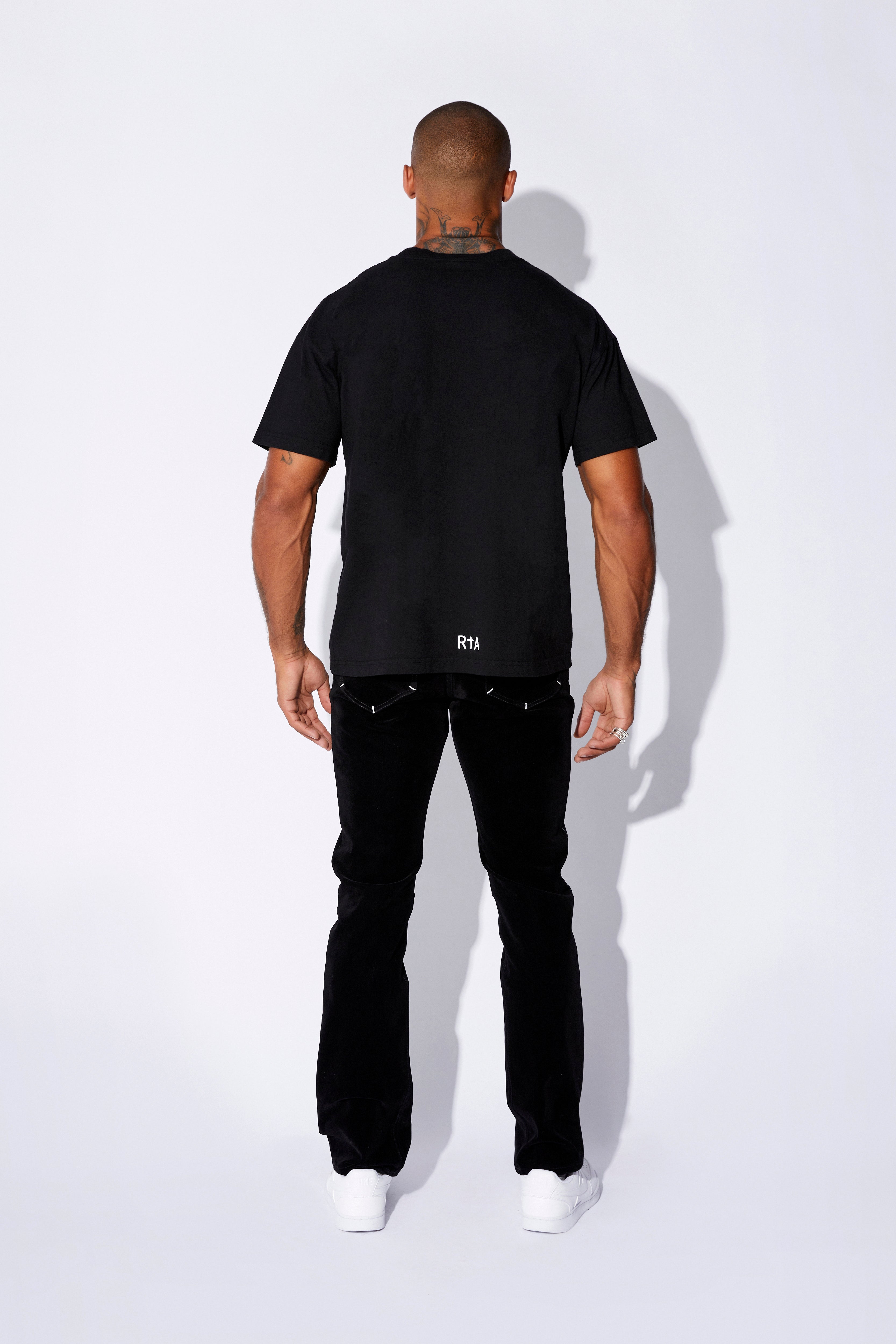 Colin Men's Short Sleeve T-Shirt with Chest Logo - Black Cotton Casual Tee for Everyday Wear, Street Style & Summer Outfits