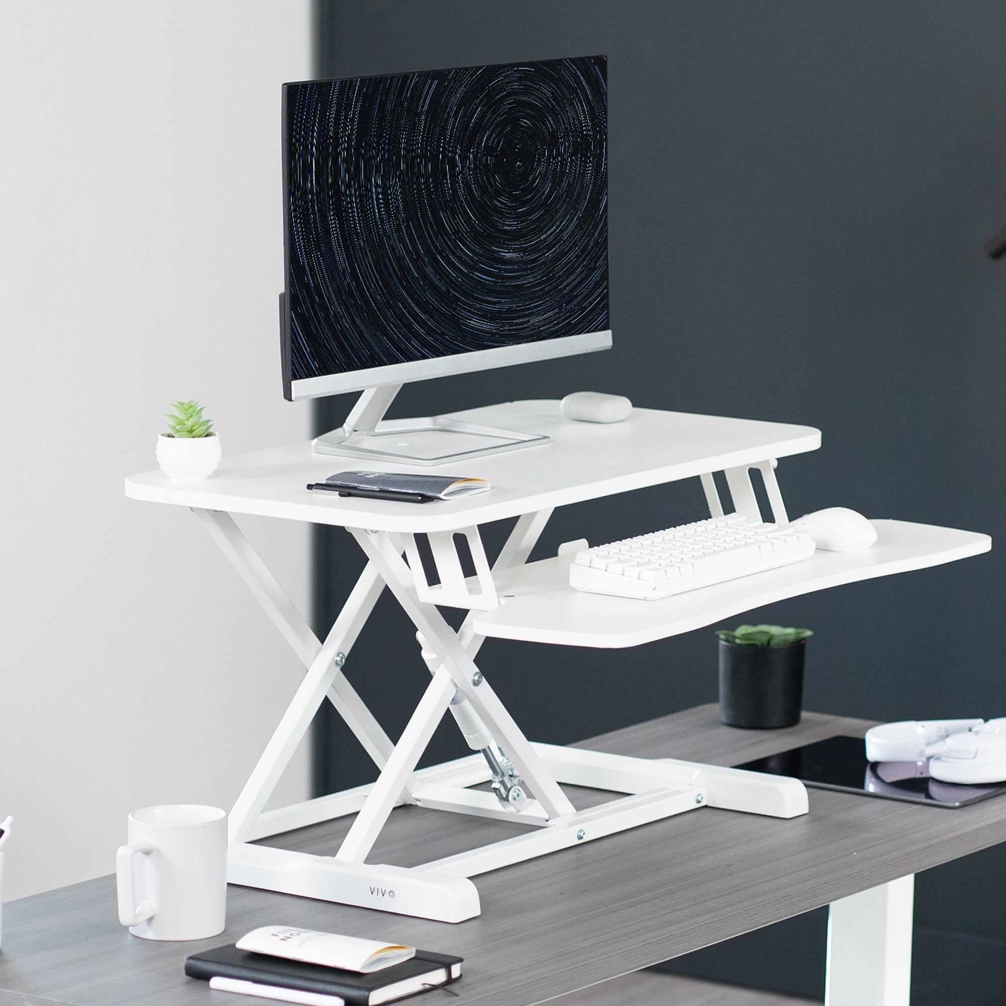 Adjustable K Series Standing Desk Converter - Ergonomic Height Riser for Home & Office Workspace - Perfect for Work from Home, Study, and Gaming