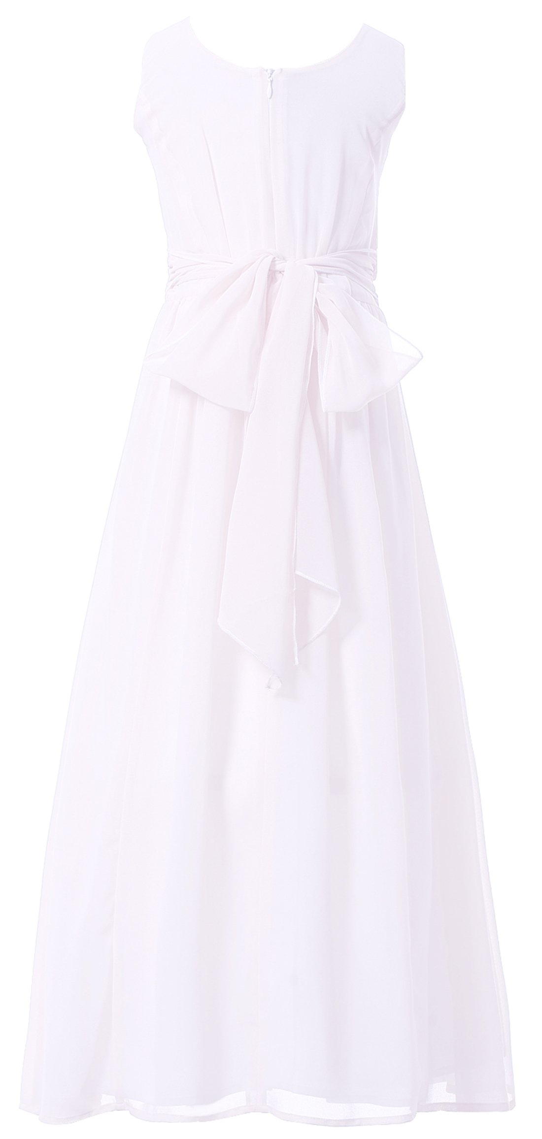 Elegant White Long Flower Girl Dress for Weddings & Bridesmaids | Junior Party Gown Size 14 | Perfect for Bridal Showers, Formal Events & Special Occasions
