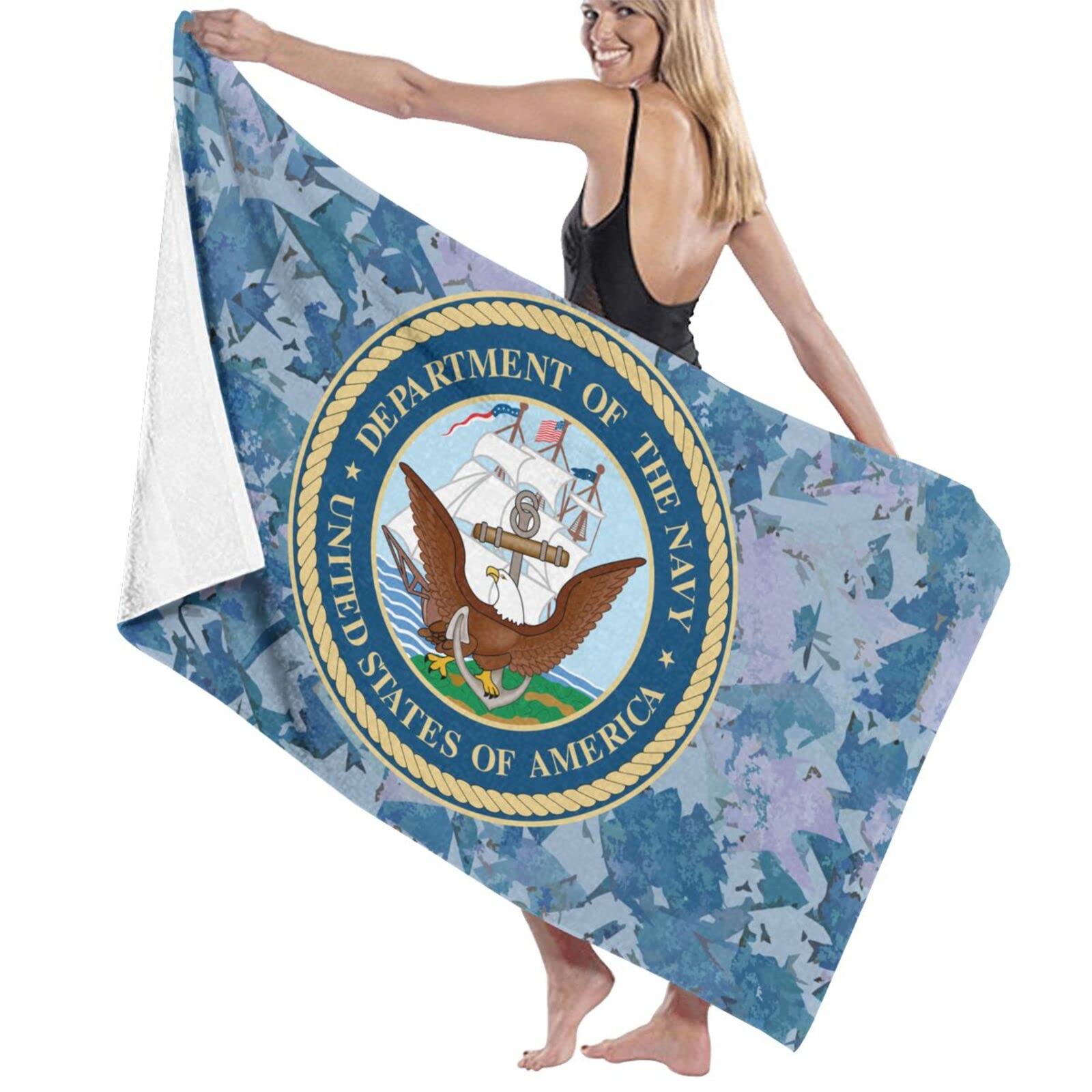 US Navy Military Beach Towel - Absorbent Microfiber Bath & Beach Towel, Oversized 32x52 Inch - Perfect for Pool, Gym, Travel & Outdoor Activities